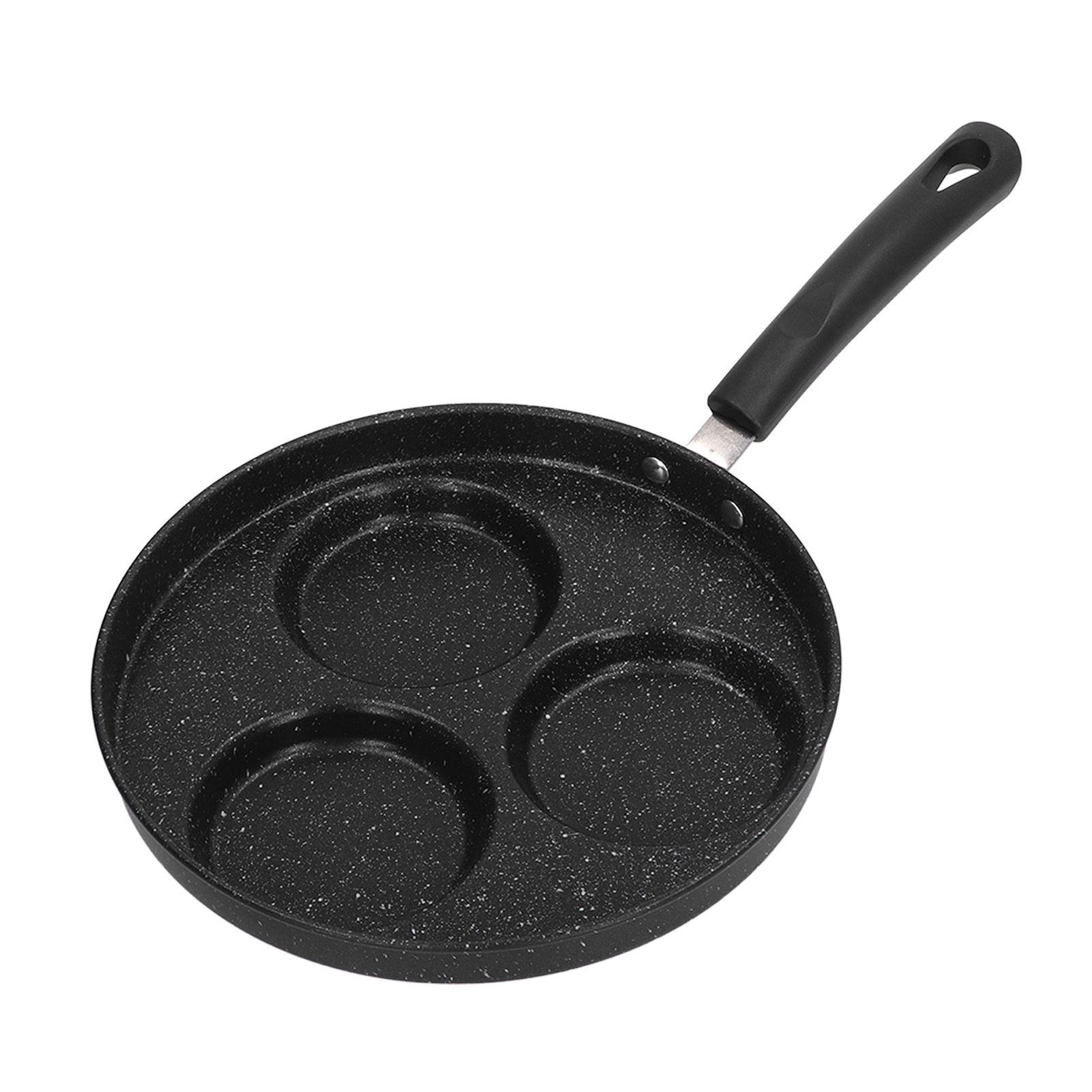 3 Cups Egg Hamburger Pan Metal Iron Heating Evenly Egg Cooker Pan with Comfortable Handle for Omelettes Burgers Pancakes - Image 4