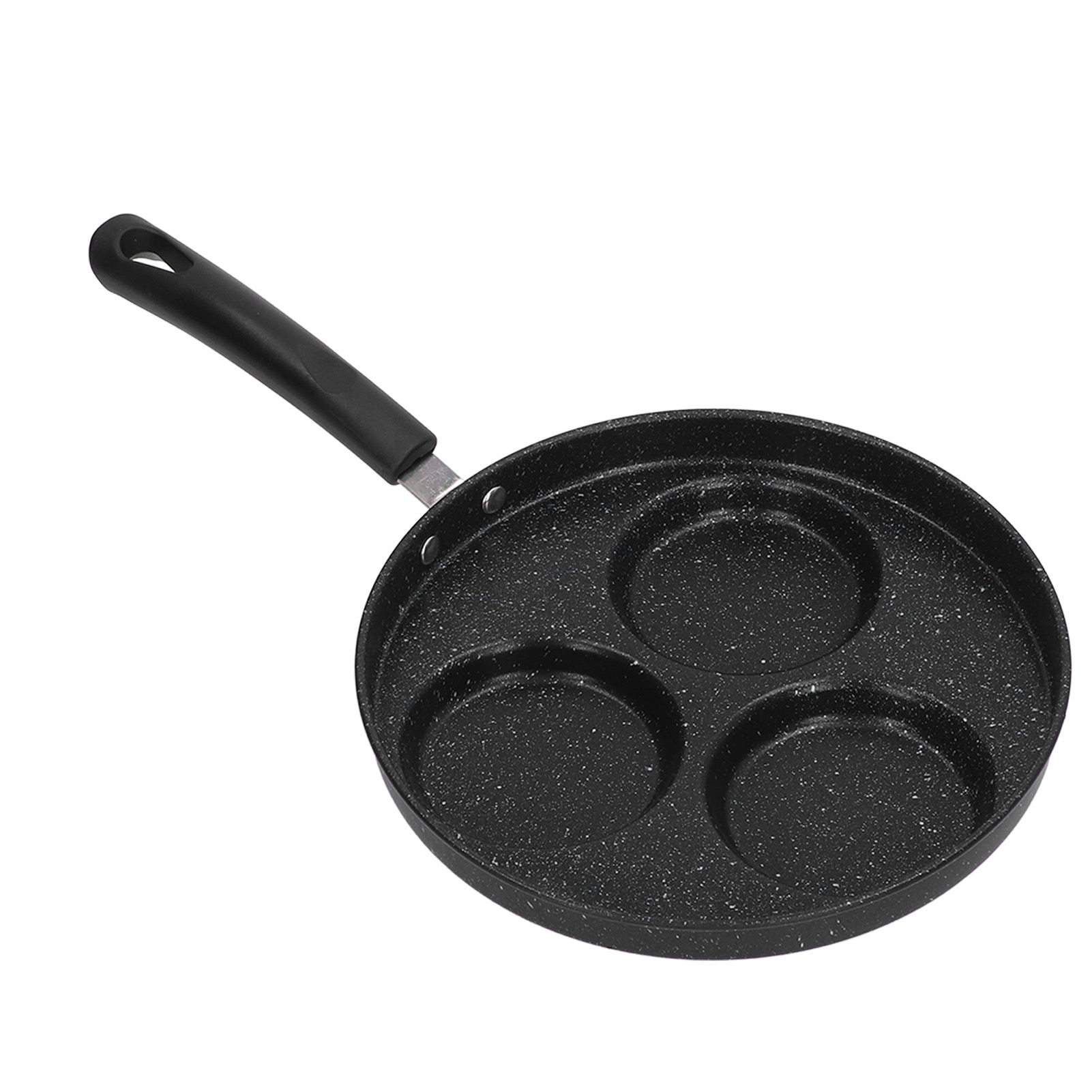 3 Cups Egg Hamburger Pan Metal Iron Heating Evenly Egg Cooker Pan with Comfortable Handle for Omelettes Burgers Pancakes - Image 5