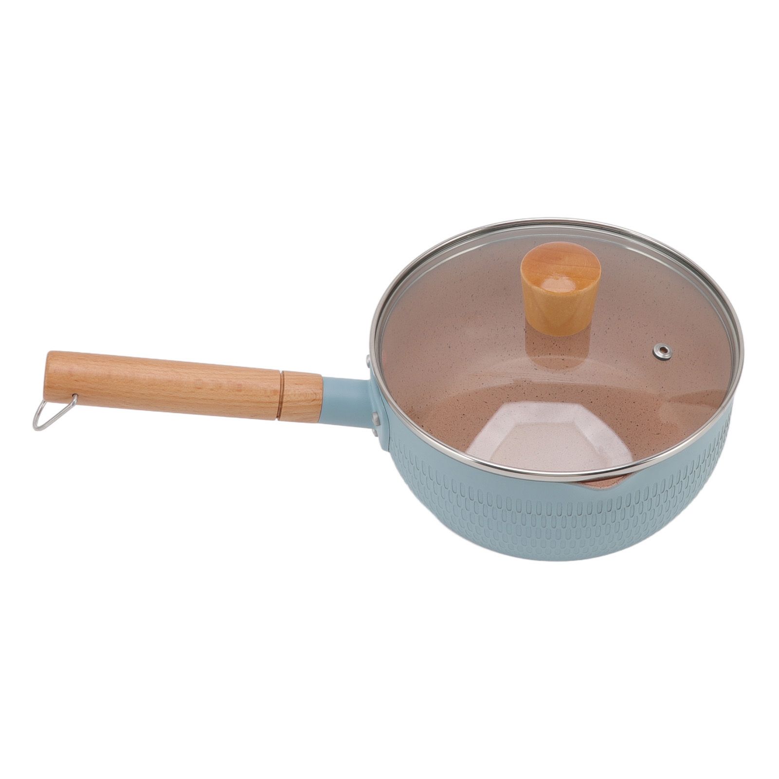 Sauce Pan Stick Proof Aluminum Alloy Multi Functional Milk Pot with Wooden Handle for Induction Gas Stove Blue - Image 4