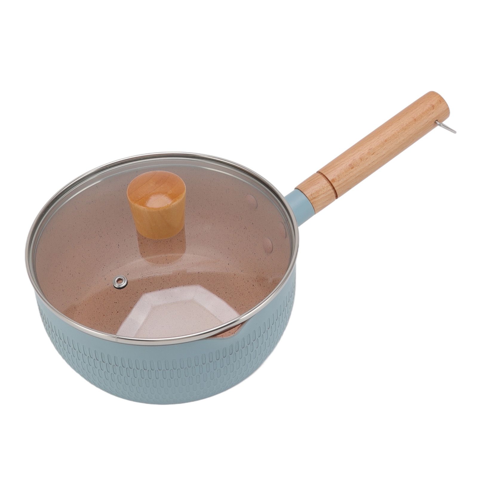 Sauce Pan Stick Proof Aluminum Alloy Multi Functional Milk Pot with Wooden Handle for Induction Gas Stove Blue - Image 5