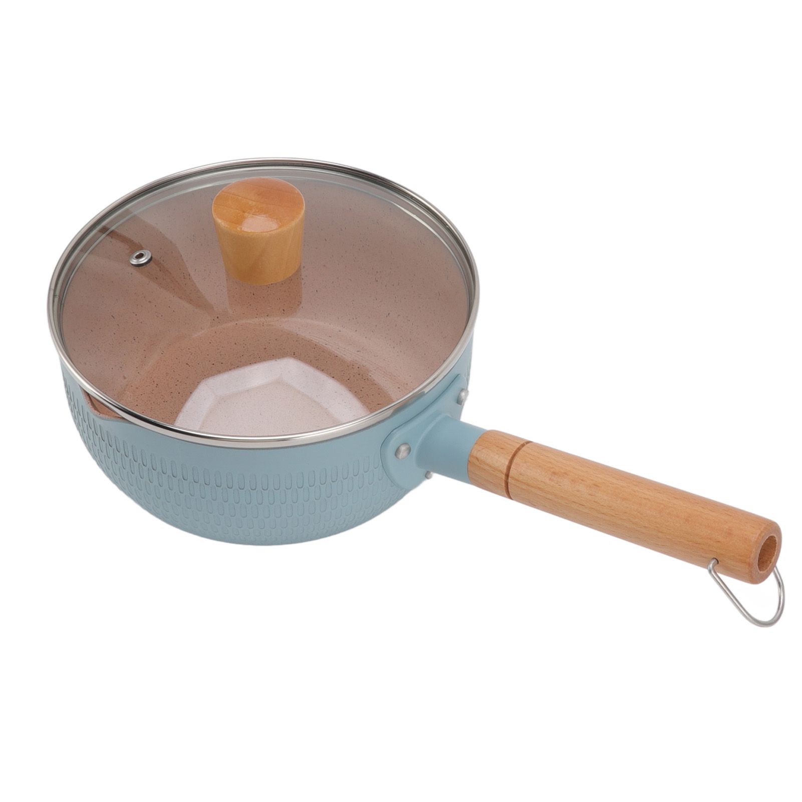 Sauce Pan Stick Proof Aluminum Alloy Multi Functional Milk Pot with Wooden Handle for Induction Gas Stove Blue - Image 6