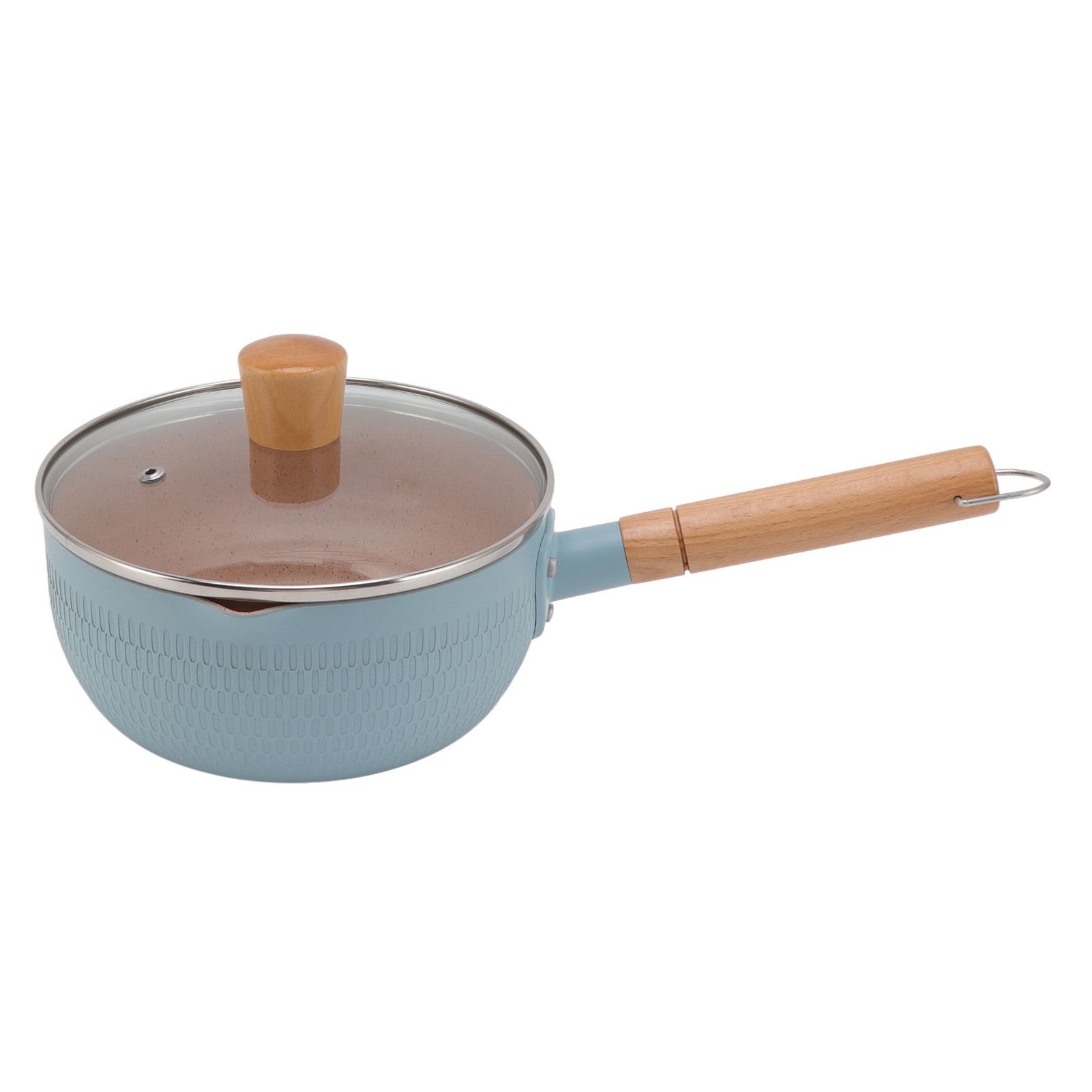 Sauce Pan Stick Proof Aluminum Alloy Multi Functional Milk Pot with Wooden Handle for Induction Gas Stove Blue - Image 8