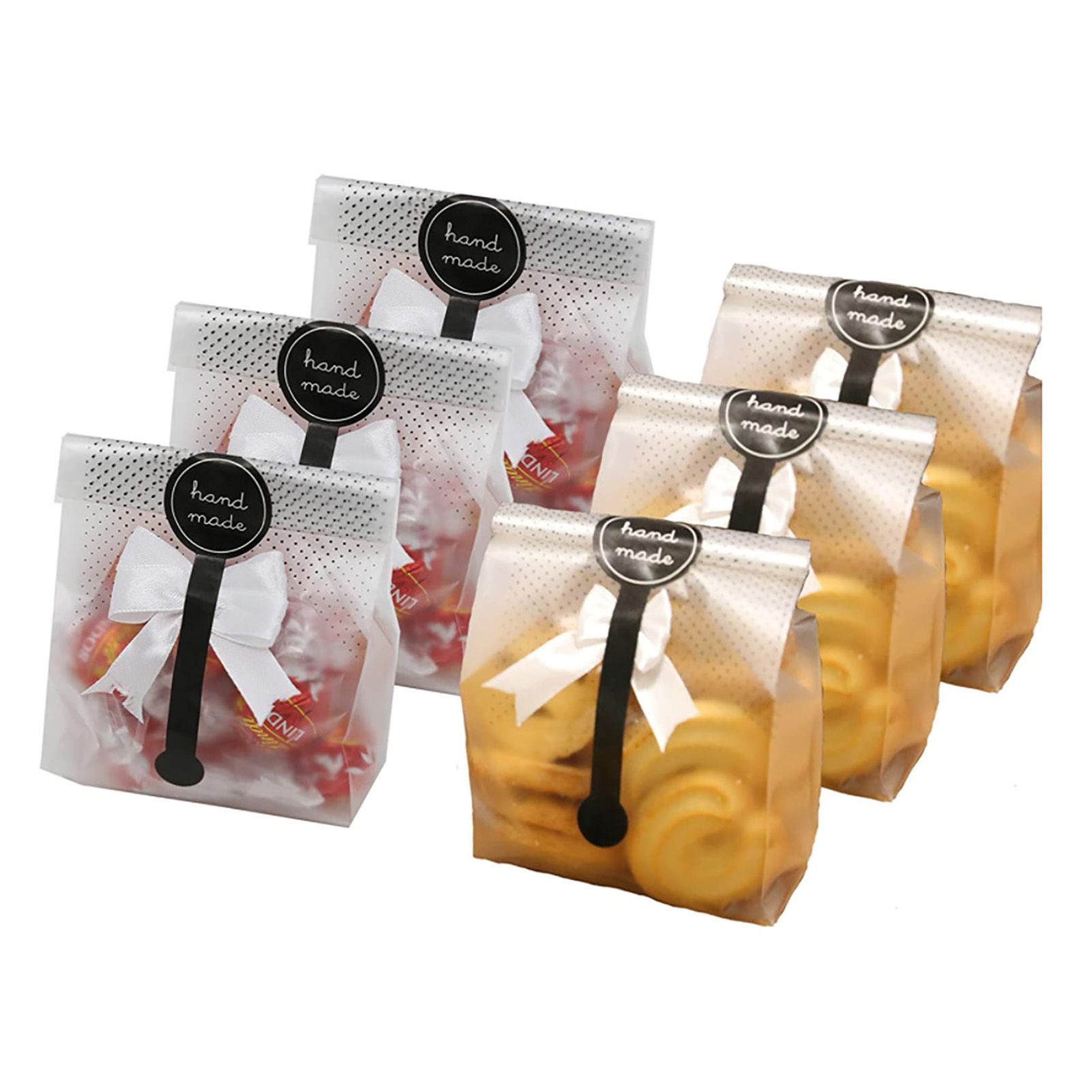 150Pcs Translucent Cookie Bags with Ribbons Stickers for Packaging Cake Chocolate Candy Snack Baked Goods - Image 1