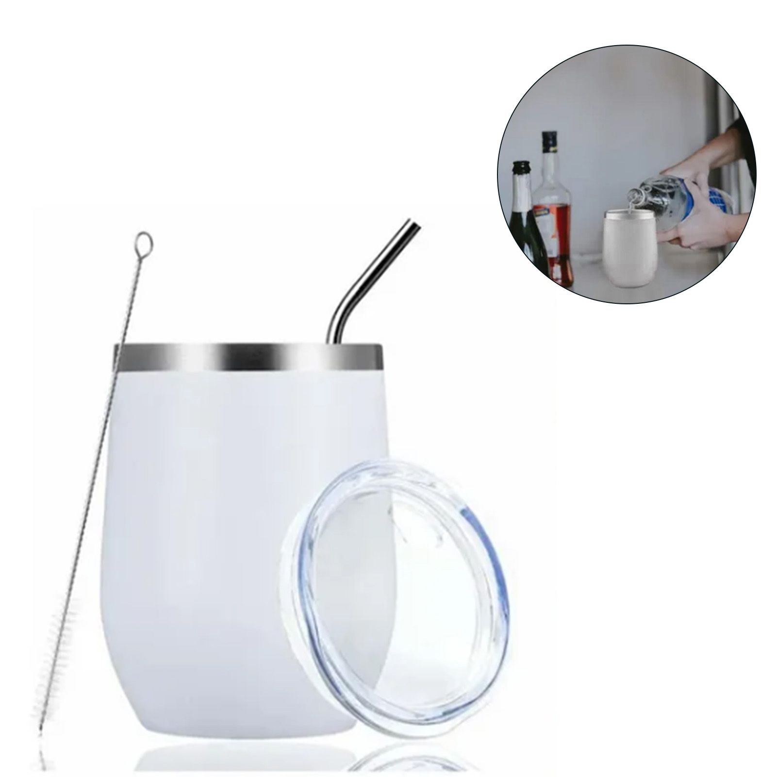 Stainless Steel Thermal Cup Large Capacity Non Slip Outdoor Portable Thermal Coffee Mug Gift White 12oz 360ml - Image 6