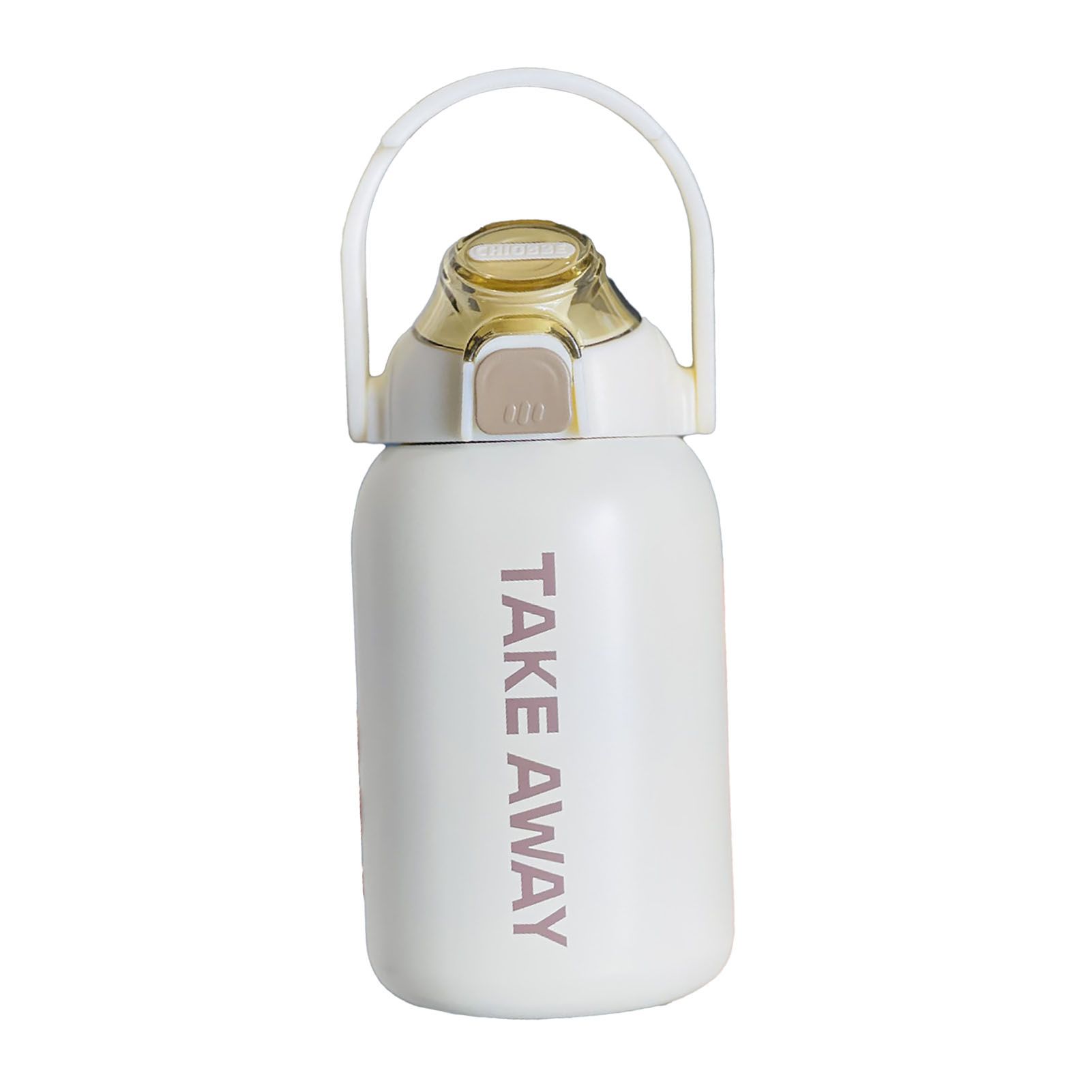 850ml Insulated Water Bottle Large Capacity with Bounce Cap Straw Winter Insulated Cup for Outdoor Beige - Image 1