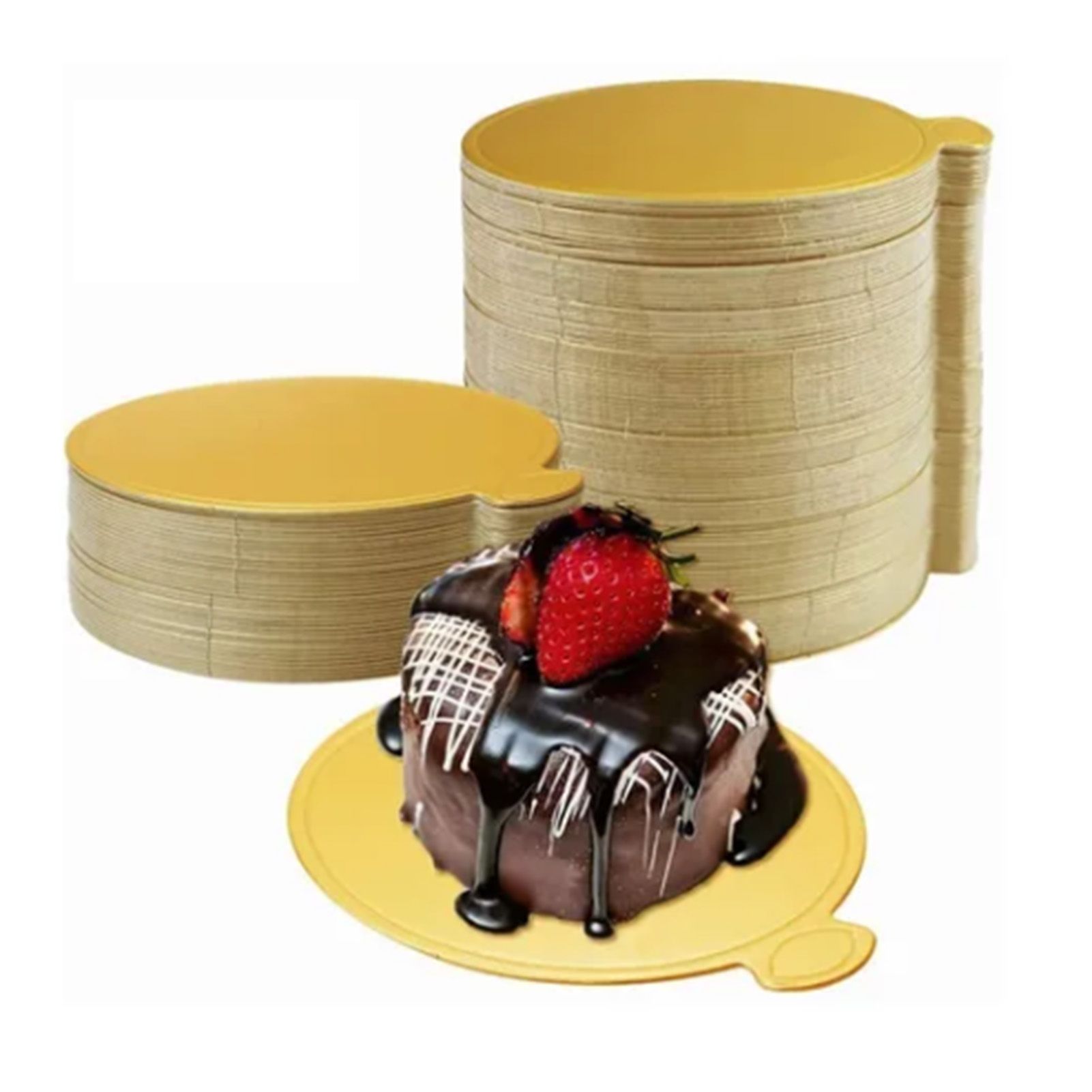 200Pcs Golden Cake Base Board 3.5in Round Cake Pad for Mini Cakes Muffins Cookies Mousse Brownies Cupcakes Pizza - Image 4