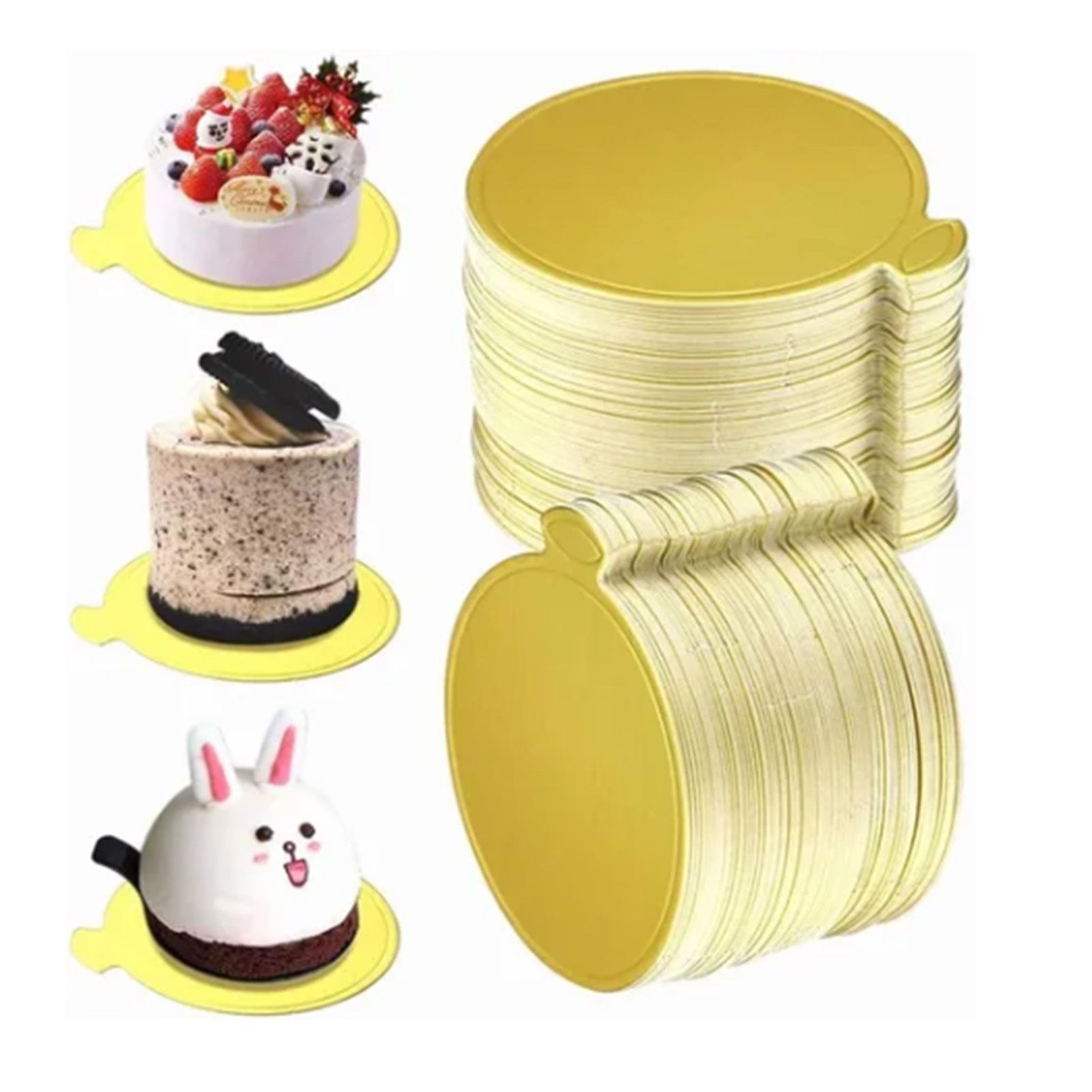 200Pcs Golden Cake Base Board 3.5in Round Cake Pad for Mini Cakes Muffins Cookies Mousse Brownies Cupcakes Pizza - Image 5