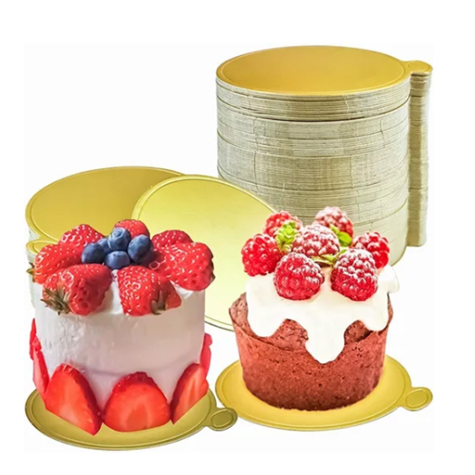 200Pcs Golden Cake Base Board 3.5in Round Cake Pad for Mini Cakes Muffins Cookies Mousse Brownies Cupcakes Pizza - Image 6