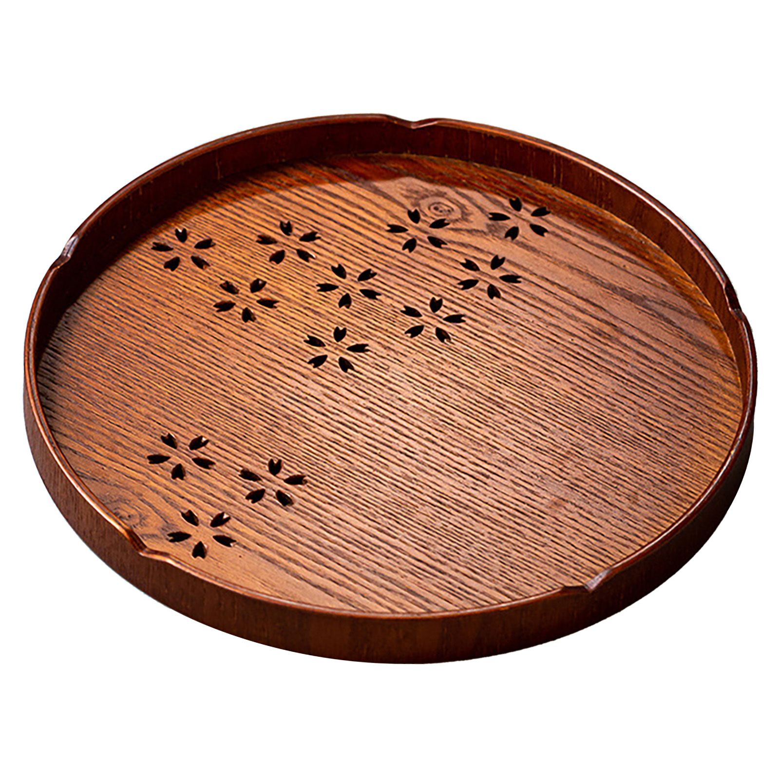 Tea Tray Cherry Blossom Pattern Wooden Tea Plate Green Tea Baking Serving Plate for Home Tea House Round - Image 1