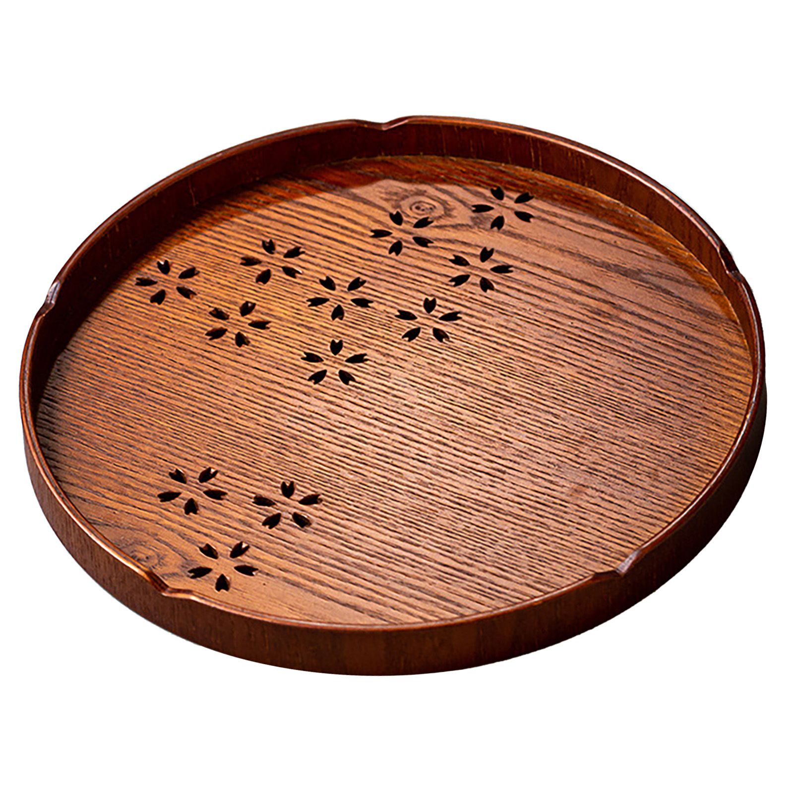 Tea Tray Cherry Blossom Pattern Wooden Tea Plate Green Tea Baking Serving Plate for Home Tea House Round - Image 2