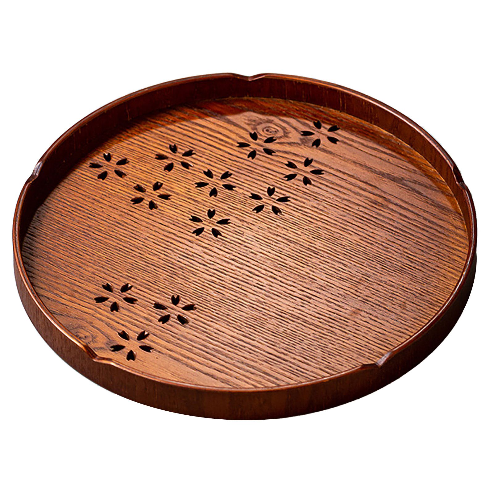 Tea Tray Cherry Blossom Pattern Wooden Tea Plate Green Tea Baking Serving Plate for Home Tea House Round - Image 3