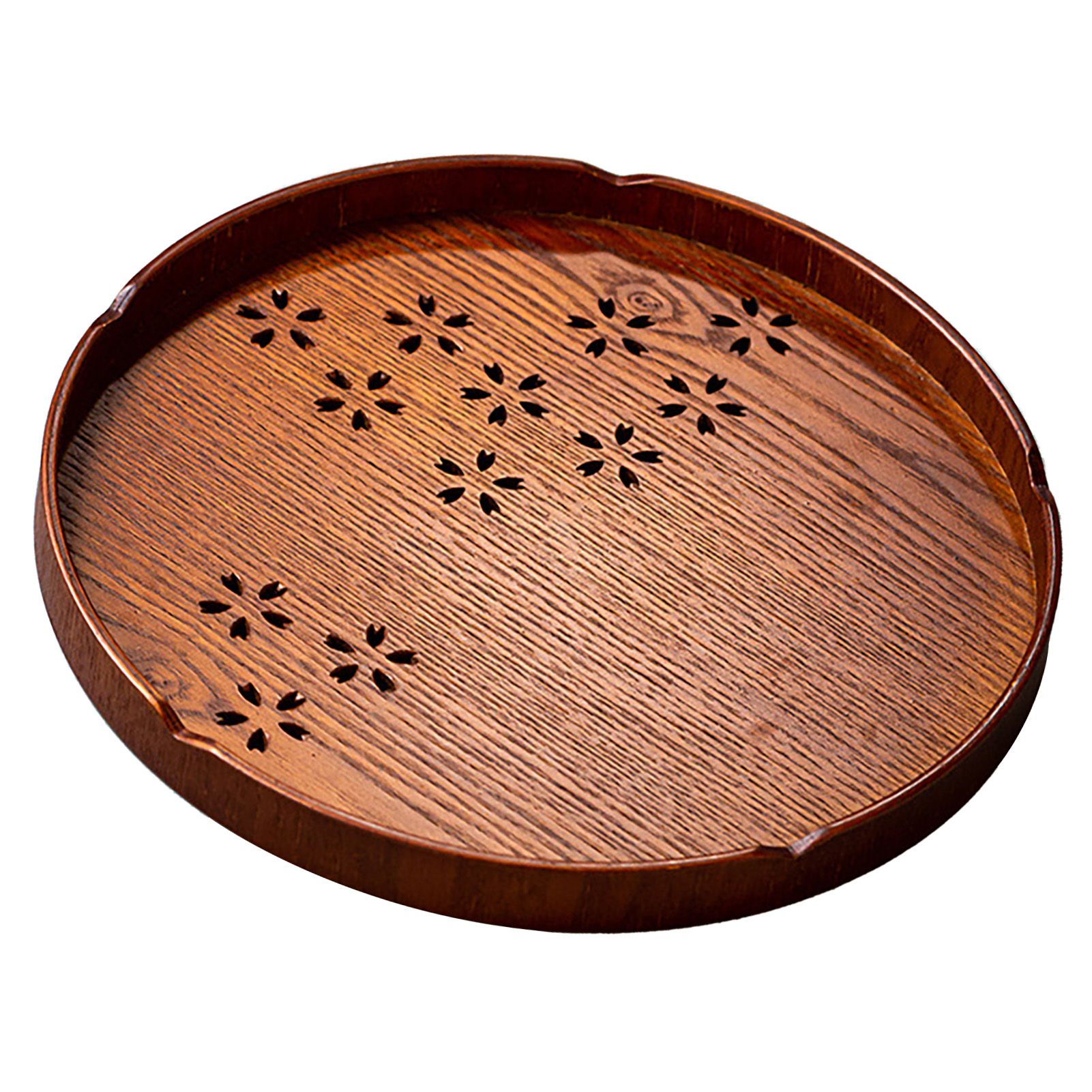 Tea Tray Cherry Blossom Pattern Wooden Tea Plate Green Tea Baking Serving Plate for Home Tea House Round - Image 4