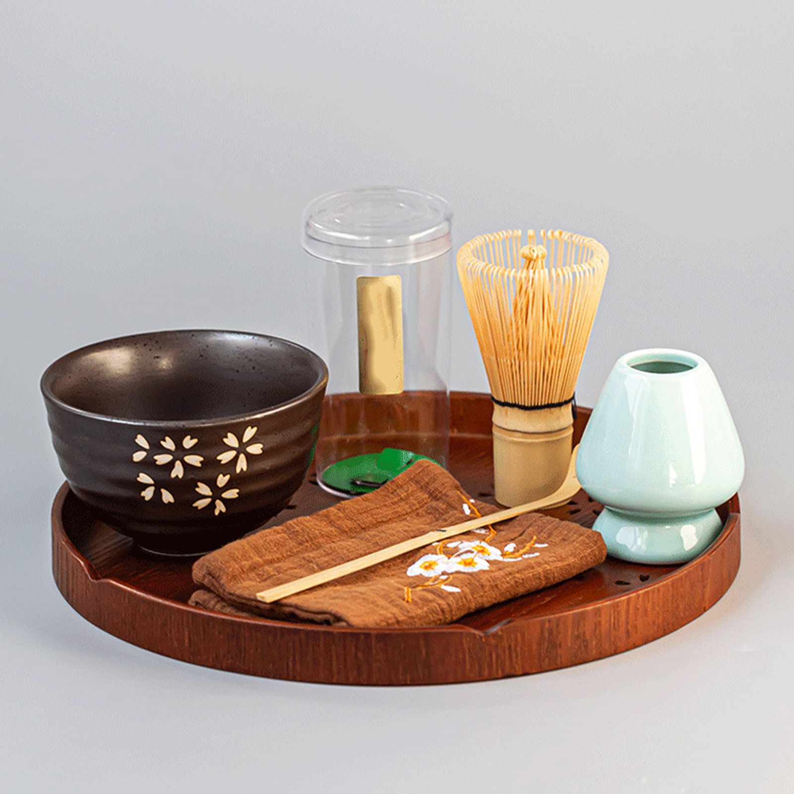 Tea Tray Cherry Blossom Pattern Wooden Tea Plate Green Tea Baking Serving Plate for Home Tea House Round - Image 5