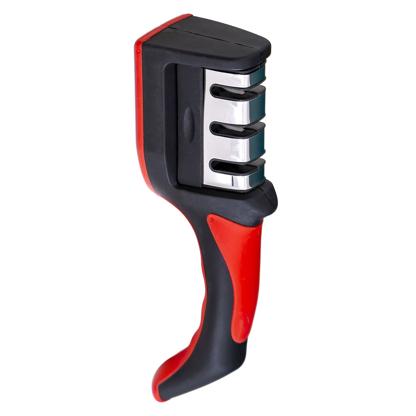 Handheld Knife Sharpening Tool 3 Segments Red and Black Multipurpose Knife Sharpener for Kitchen - Image 2
