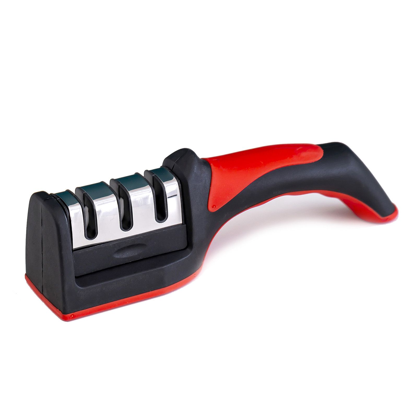 Handheld Knife Sharpening Tool 3 Segments Red and Black Multipurpose Knife Sharpener for Kitchen - Image 4