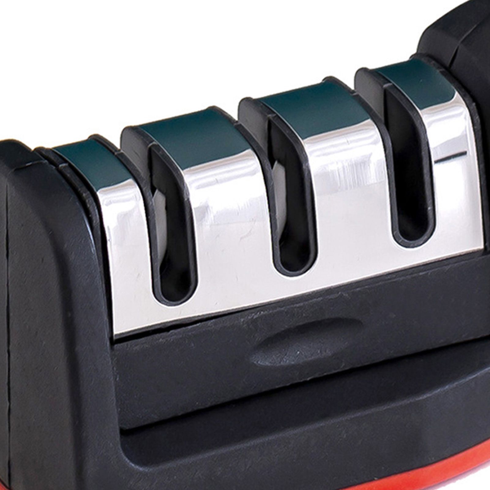 Handheld Knife Sharpening Tool 3 Segments Red and Black Multipurpose Knife Sharpener for Kitchen - Image 7