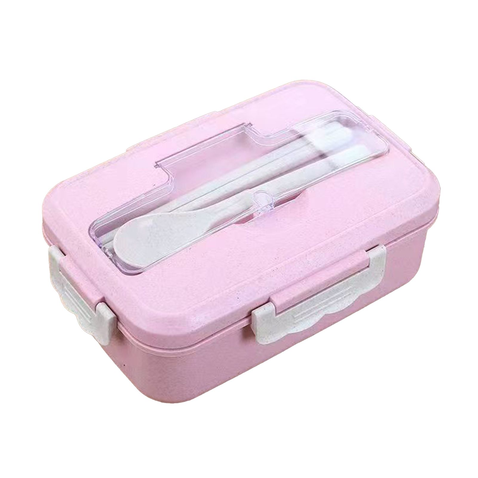 Lunch Box Multi Compartments Environmentally Friendly Portable Bento Box for Student Home School Office Pink - Image 1