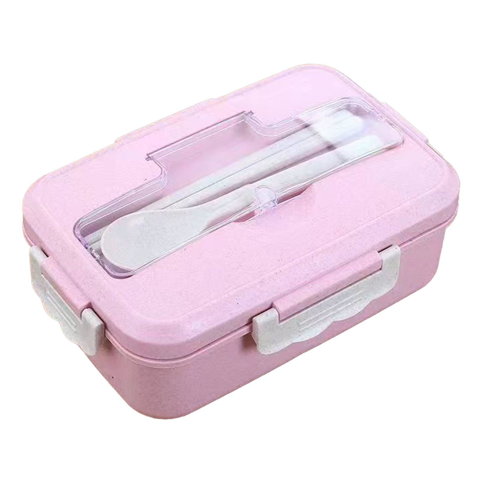Lunch Box Multi Compartments Environmentally Friendly Portable Bento Box for Student Home School Office Pink - Image 2