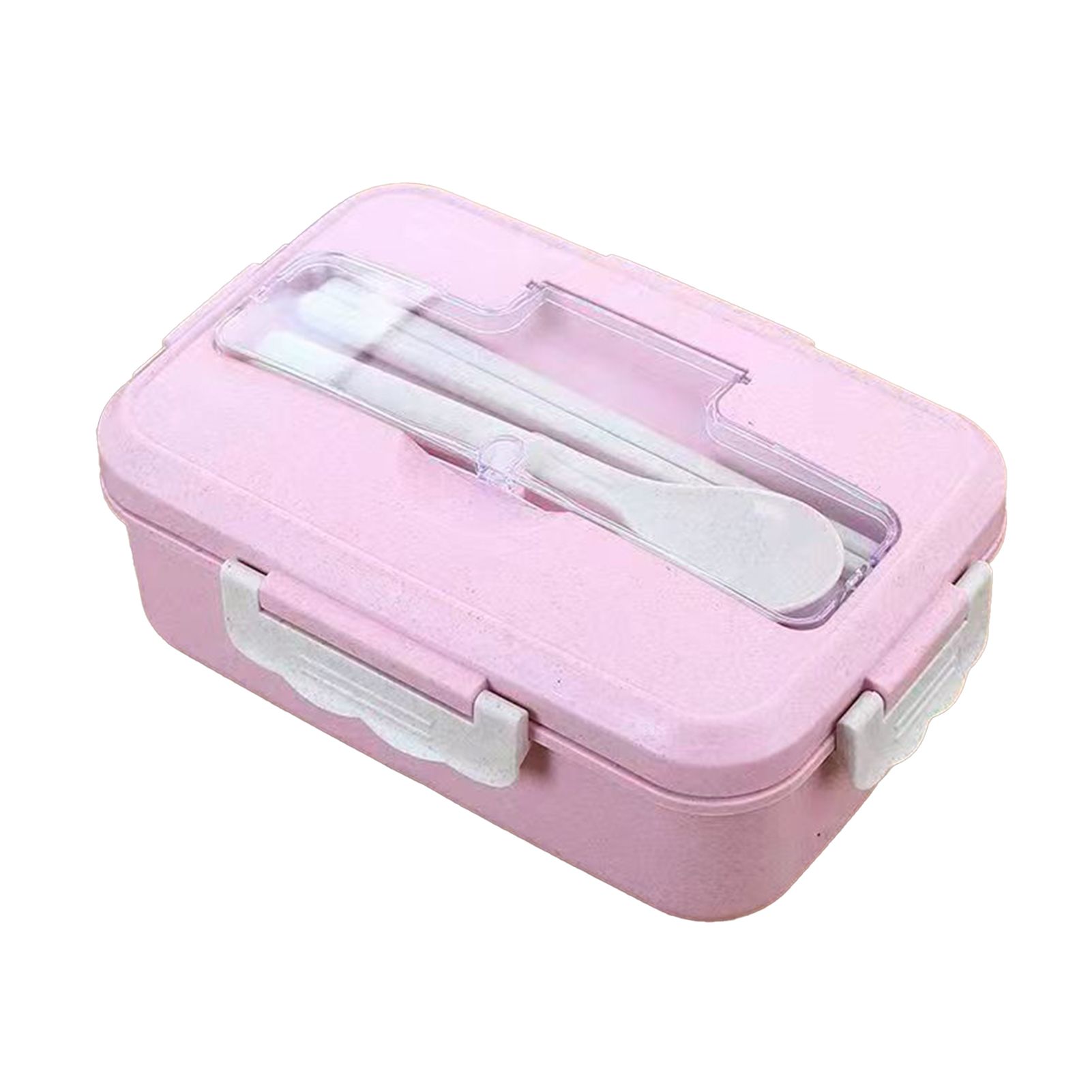 Lunch Box Multi Compartments Environmentally Friendly Portable Bento Box for Student Home School Office Pink - Image 3