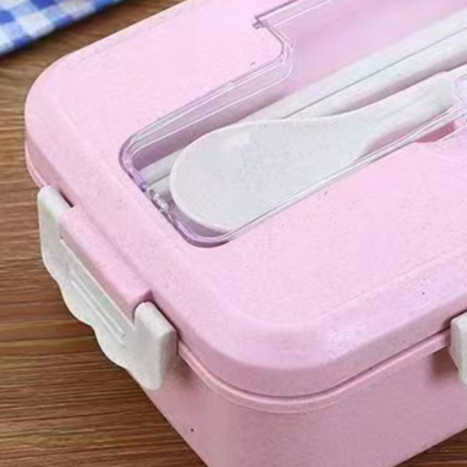 Lunch Box Multi Compartments Environmentally Friendly Portable Bento Box for Student Home School Office Pink - Image 8