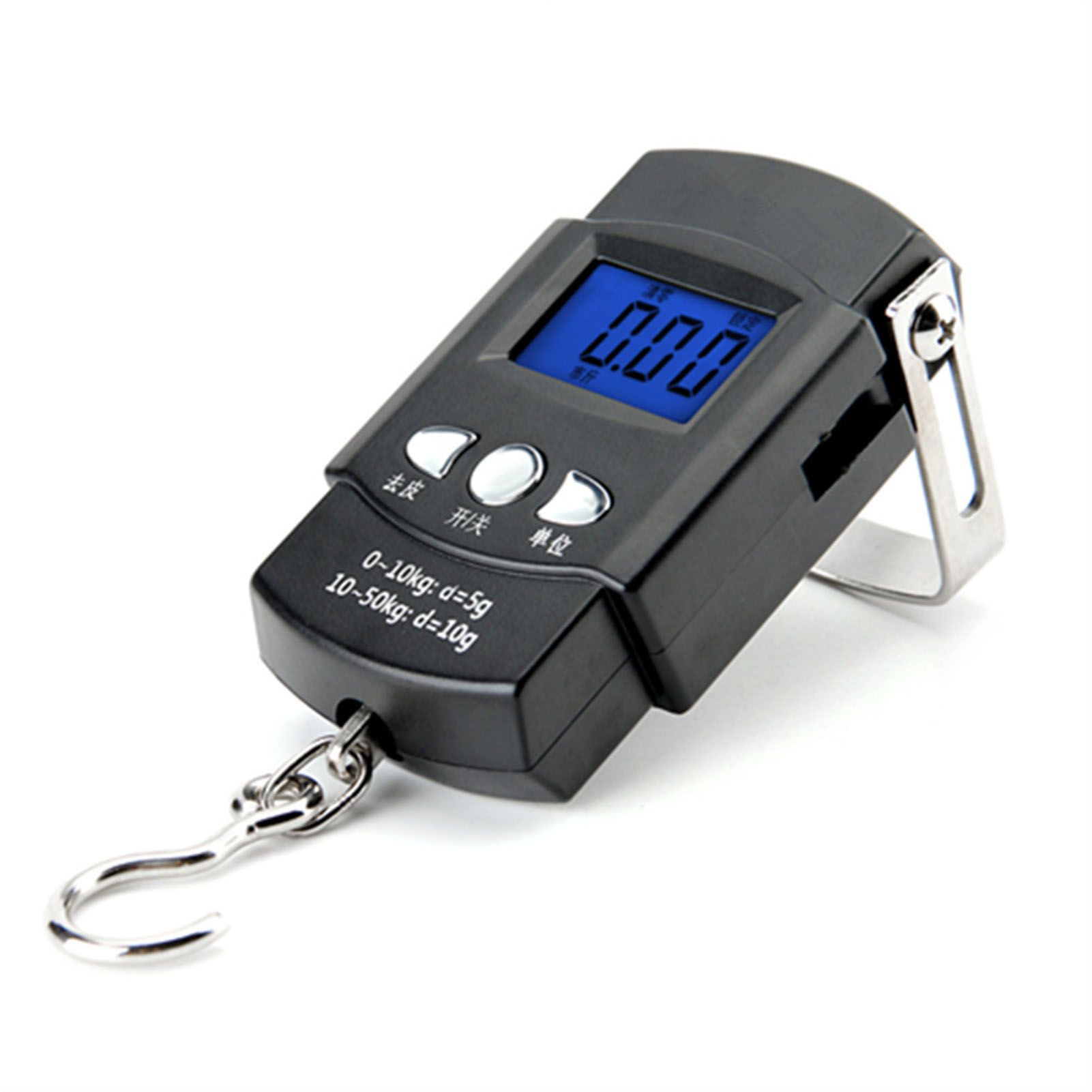Fishing Scale Portable Compact Clear Display ABS Stainless Steel Convenient Practical Luggage Scale for Outdoor Indoor English (with Tape Measure) 50KG/10G - Image 1