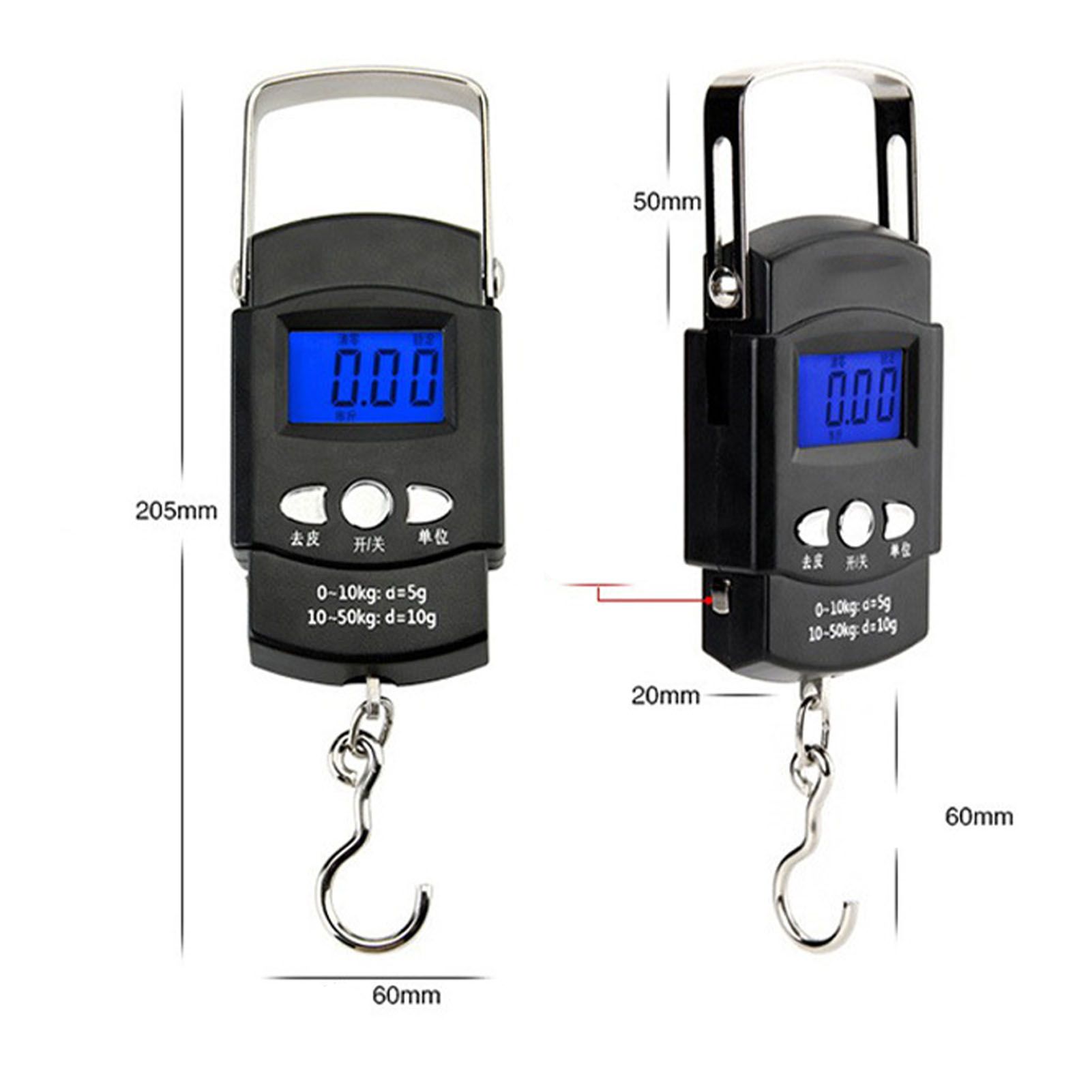 Fishing Scale Portable Compact Clear Display ABS Stainless Steel Convenient Practical Luggage Scale for Outdoor Indoor English (with Tape Measure) 50KG/10G - Image 4
