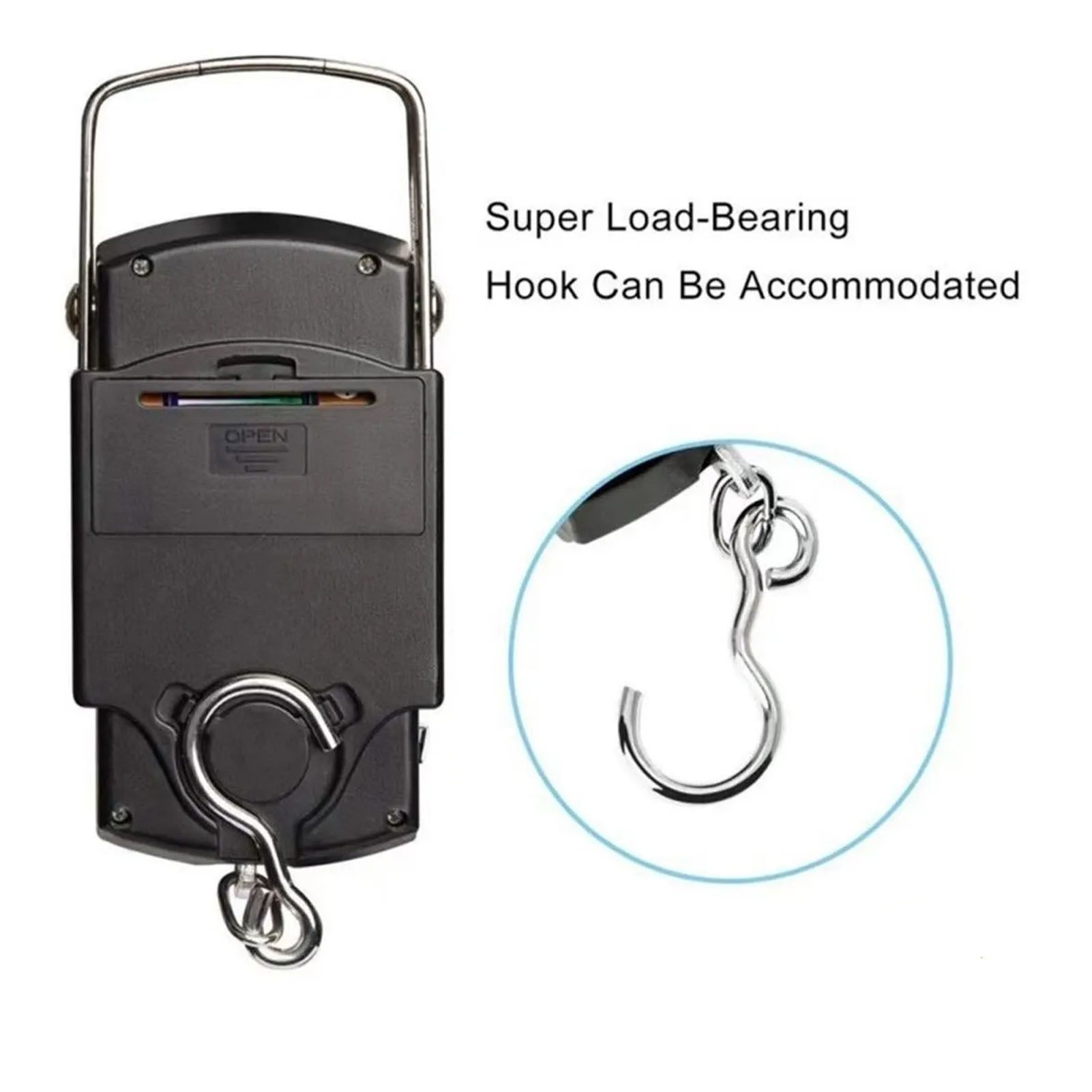 Fishing Scale Portable Compact Clear Display ABS Stainless Steel Convenient Practical Luggage Scale for Outdoor Indoor English (with Tape Measure) 50KG/10G - Image 5