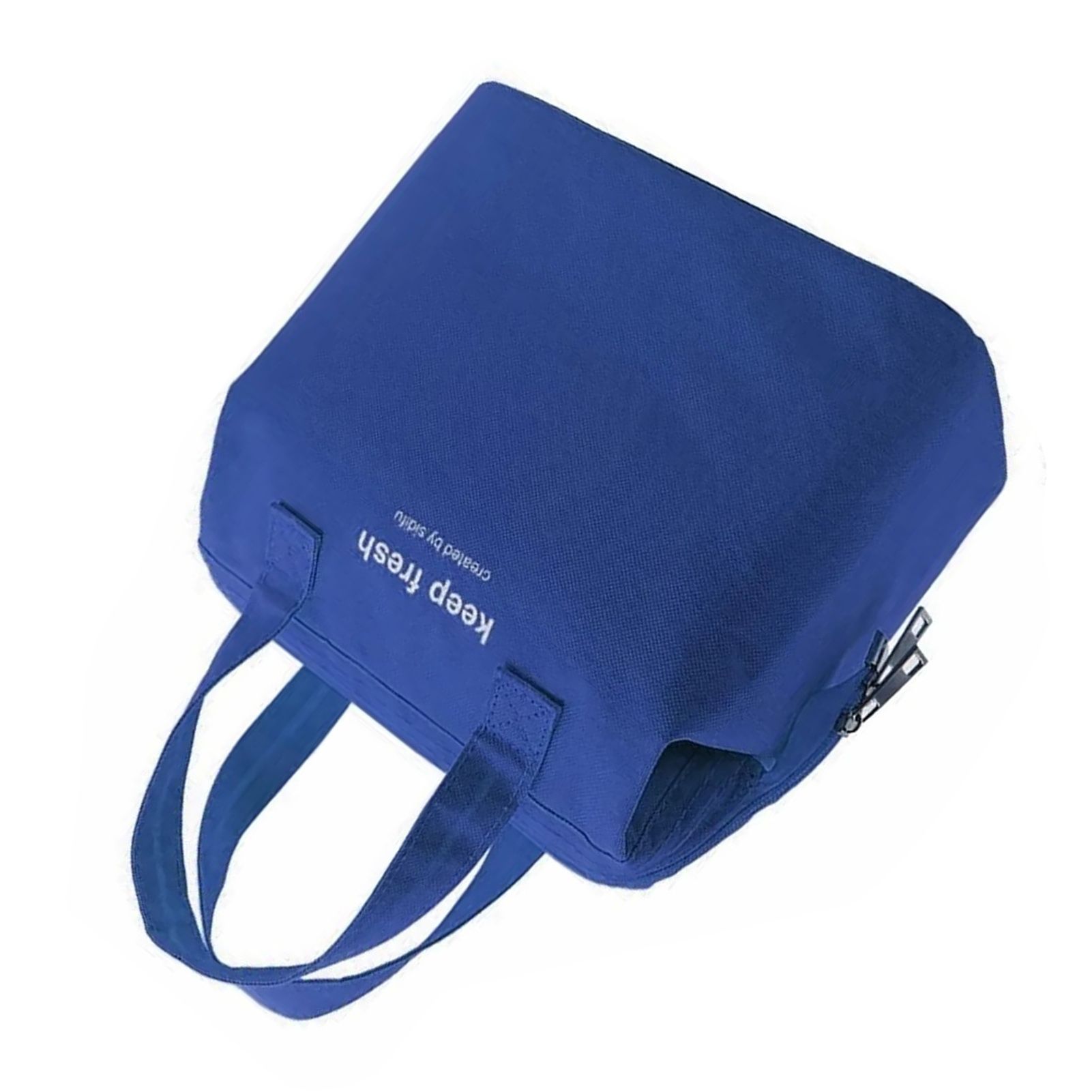 Insulated Lunch Bag Solid Color Oxford Cloth Waterproof Metal Zipper Portable Lunchbox for Commuting Royalblue - Image 3