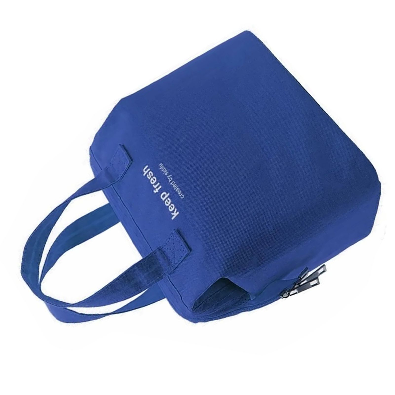 Insulated Lunch Bag Solid Color Oxford Cloth Waterproof Metal Zipper Portable Lunchbox for Commuting Royalblue - Image 4