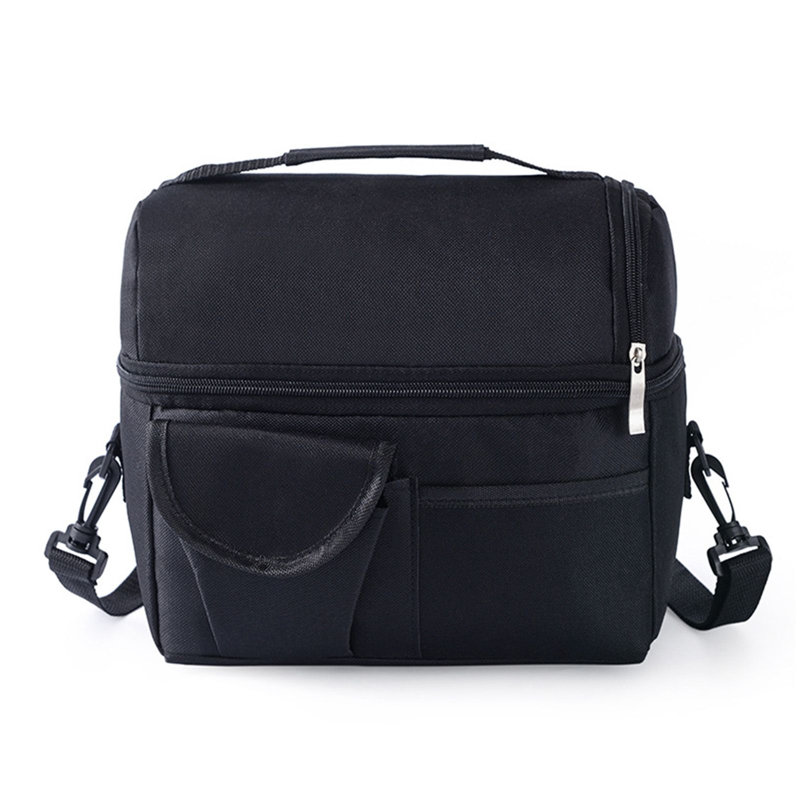 Cooler Bags Insulated Double Layer Large Capacity Oxford Cloth Washable Foldable Heat Insulation Lunch Bag for Office Black - Image 1