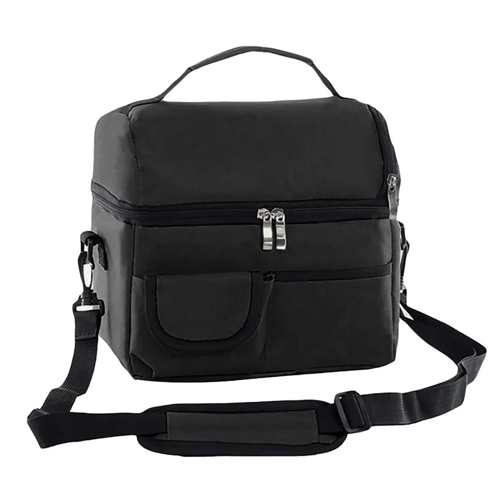 Cooler Bags Insulated Double Layer Large Capacity Oxford Cloth Washable Foldable Heat Insulation Lunch Bag for Office Black - Image 2