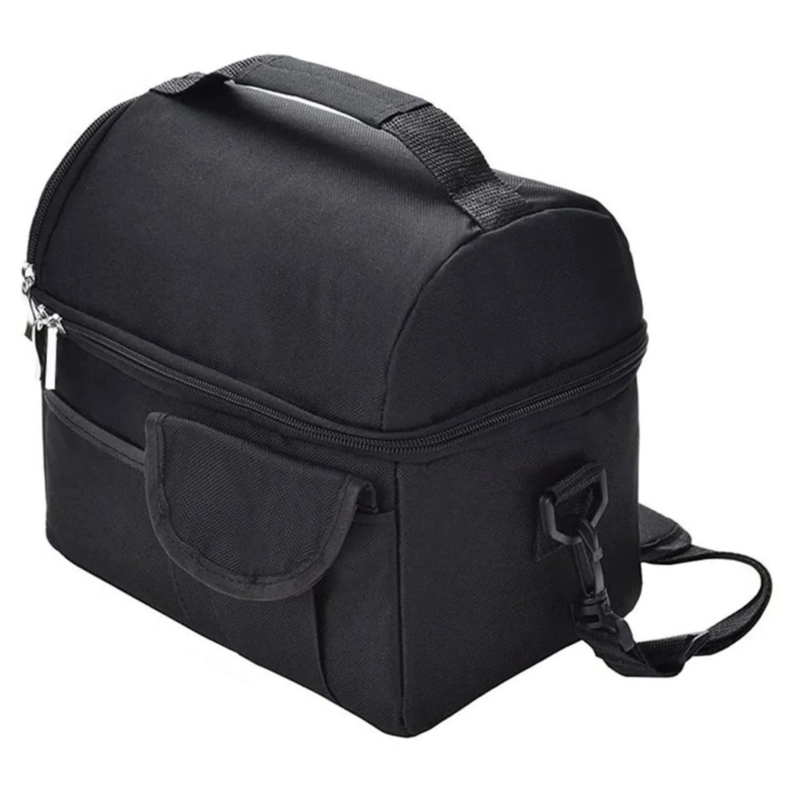 Cooler Bags Insulated Double Layer Large Capacity Oxford Cloth Washable Foldable Heat Insulation Lunch Bag for Office Black - Image 3