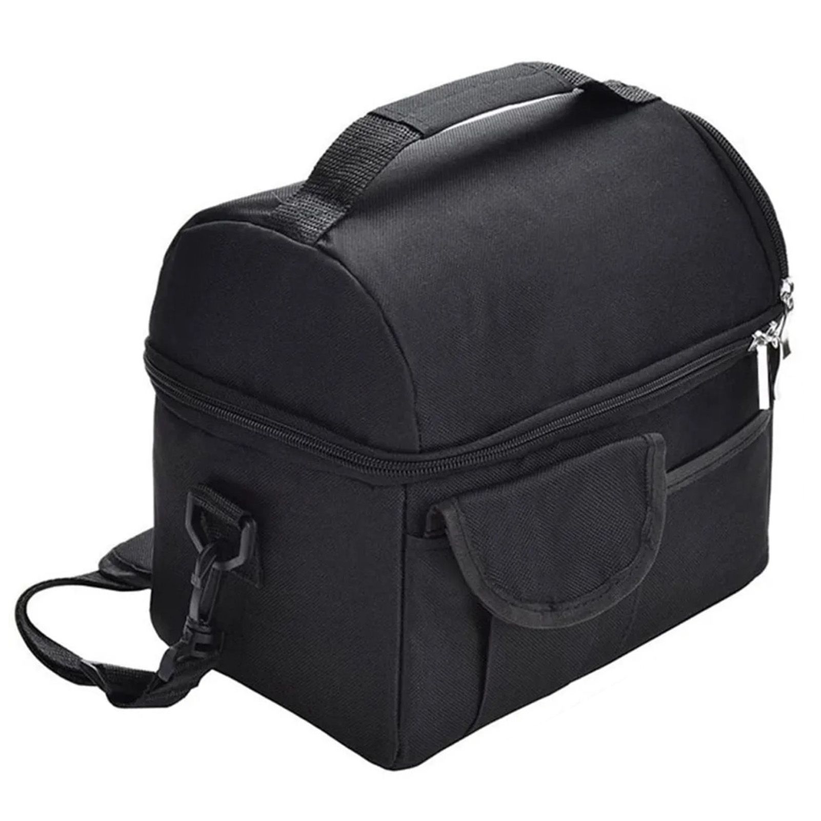 Cooler Bags Insulated Double Layer Large Capacity Oxford Cloth Washable Foldable Heat Insulation Lunch Bag for Office Black - Image 4