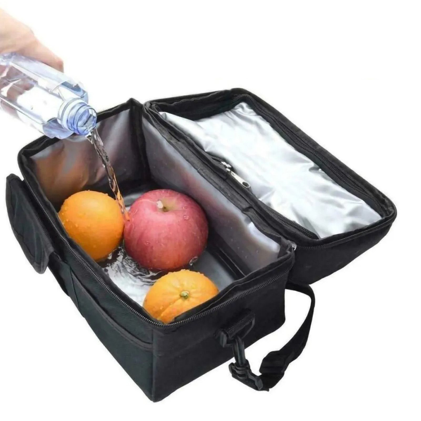 Cooler Bags Insulated Double Layer Large Capacity Oxford Cloth Washable Foldable Heat Insulation Lunch Bag for Office Black - Image 6