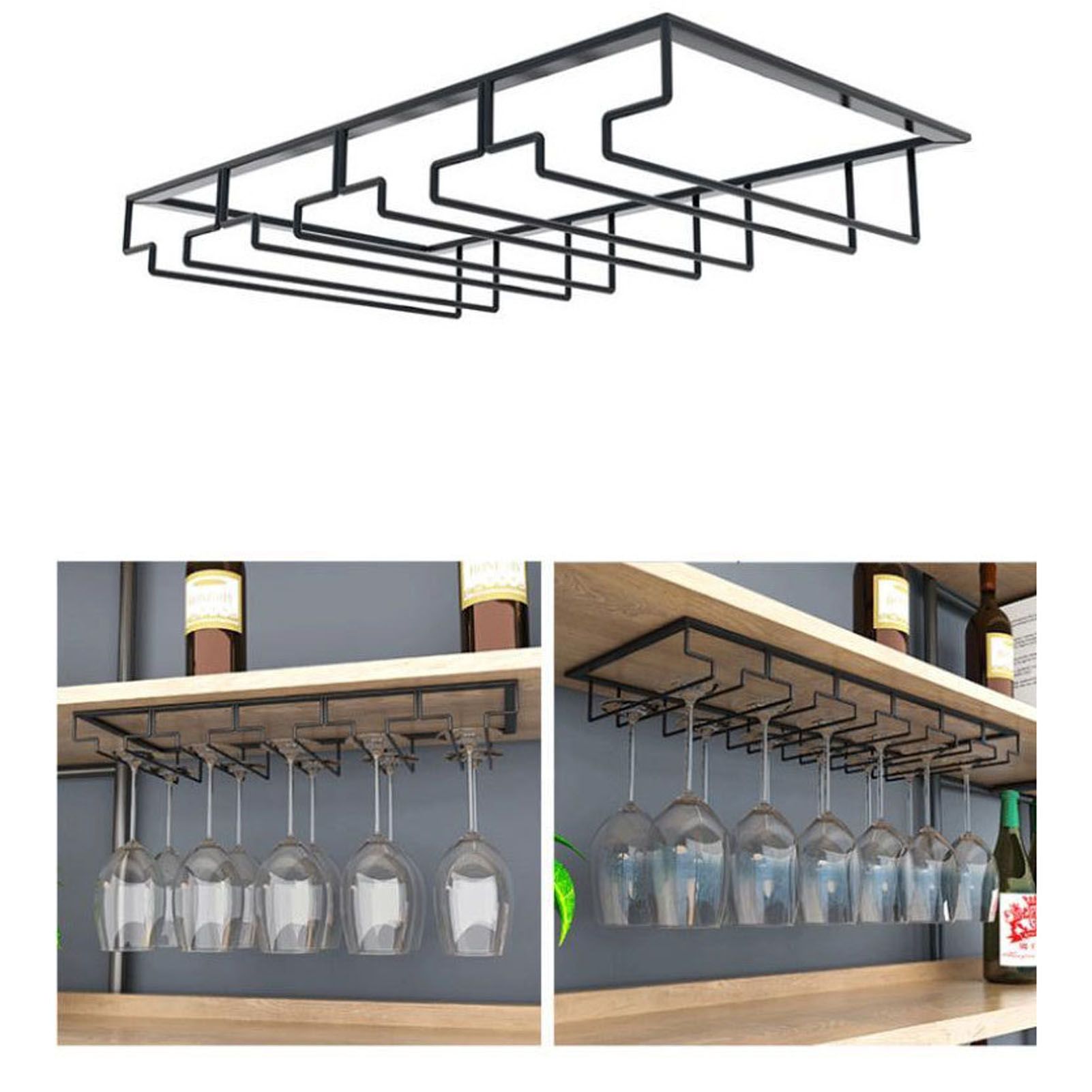 Stemware Holder Black 4 Slot Iron Wire Assembled Design Corrosion Resistant Easy Cleaning Glasses Storage Hanger for Bar - Image 4