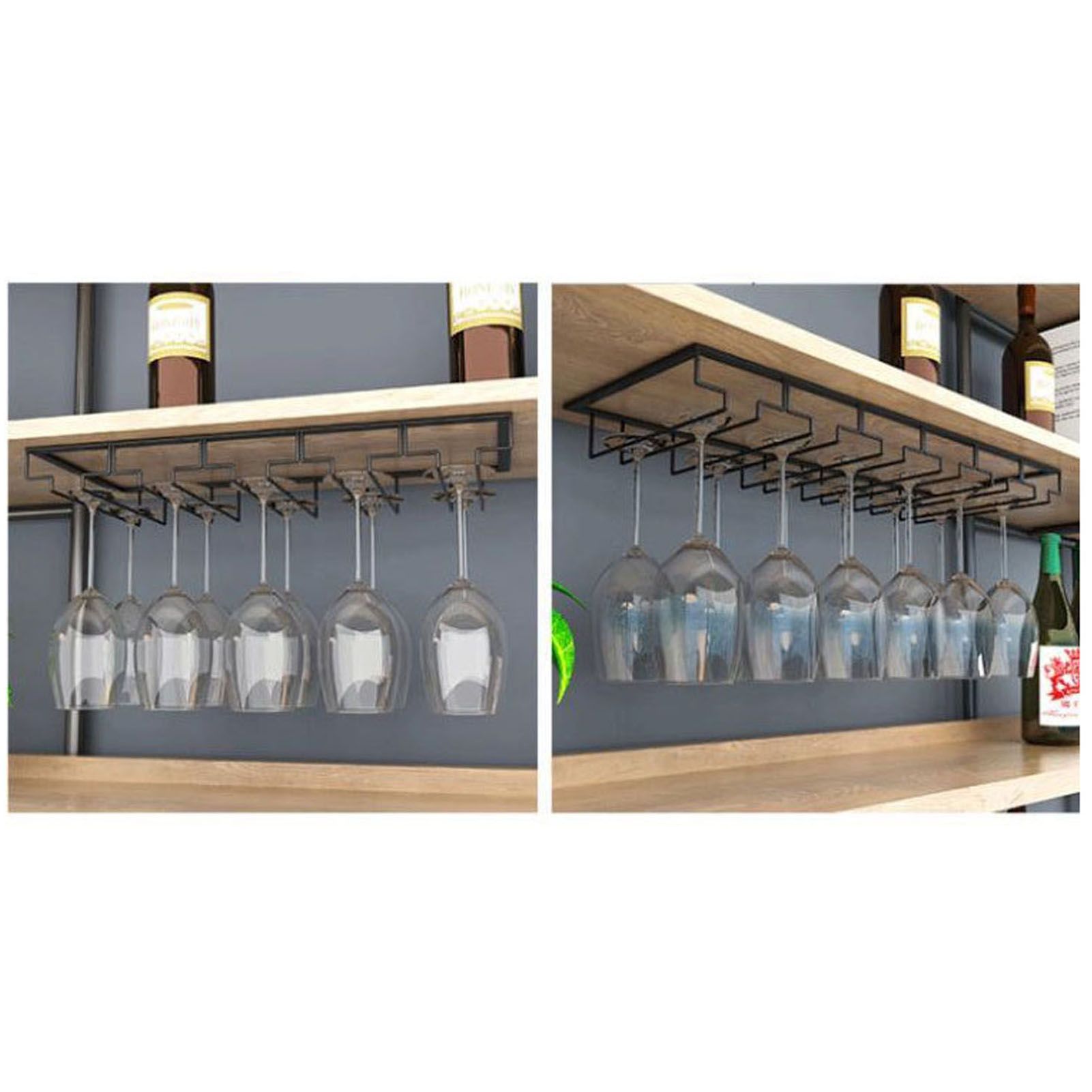 Stemware Holder Black 4 Slot Iron Wire Assembled Design Corrosion Resistant Easy Cleaning Glasses Storage Hanger for Bar - Image 8