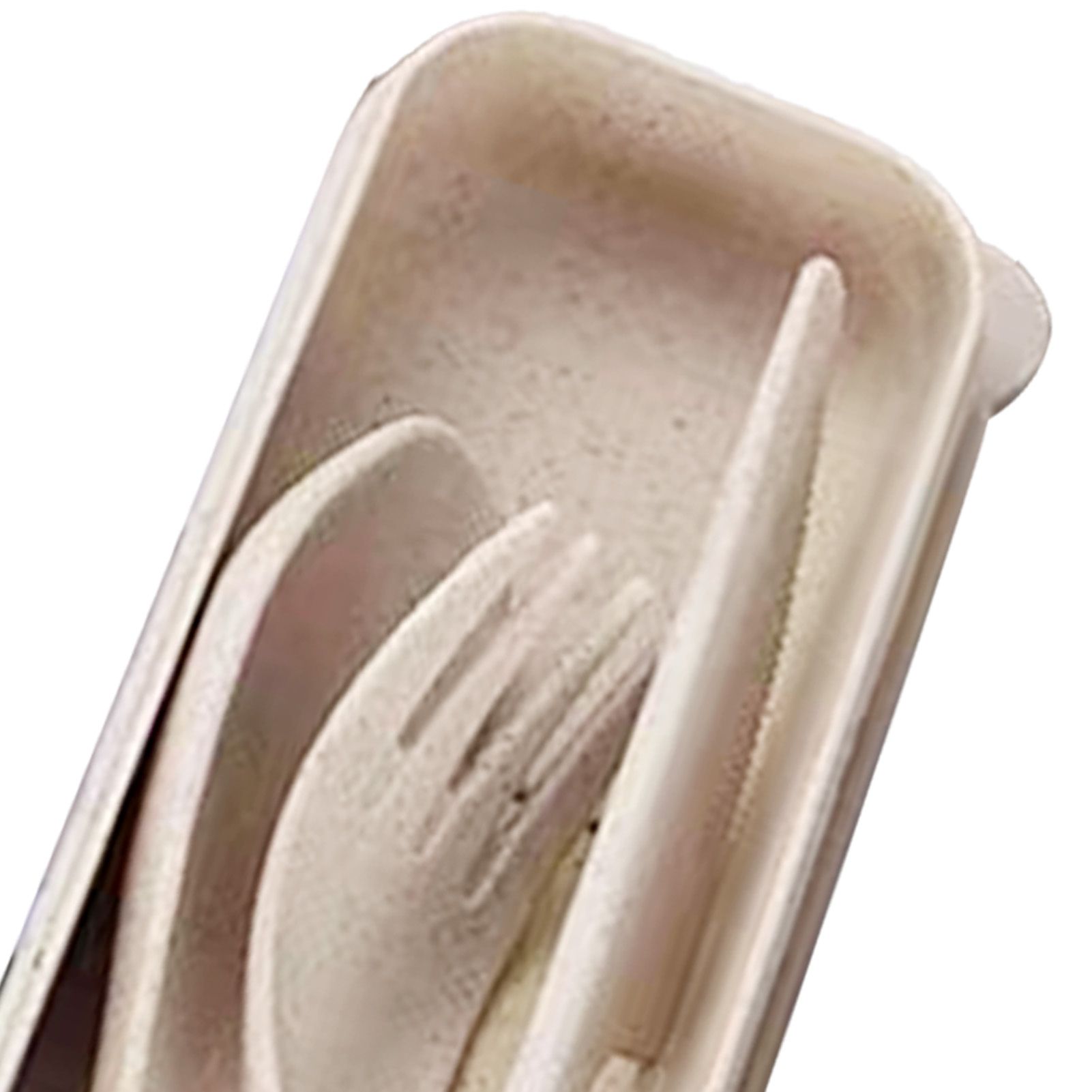 Wheat Straw Cutlery Set Modern Portable Fork Spoon Knife Tableware with Box for Office School Picnic Beige - Image 7