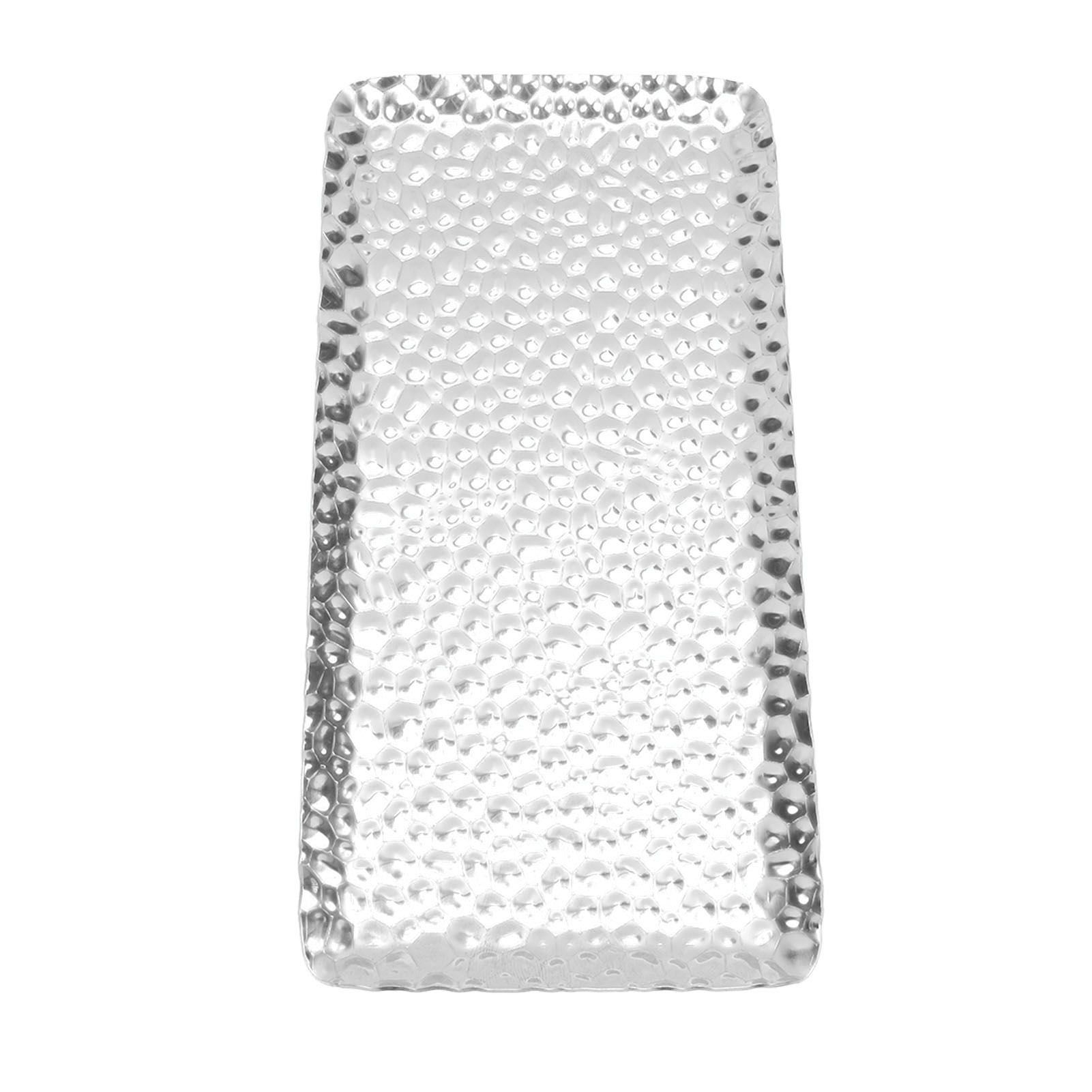 Hammered Tray Exquisite Odorless Stainless Steel Serving Tray for Living Room Bedroom Kitchen Bathroom 19.5x9.5cm Silver - Image 2