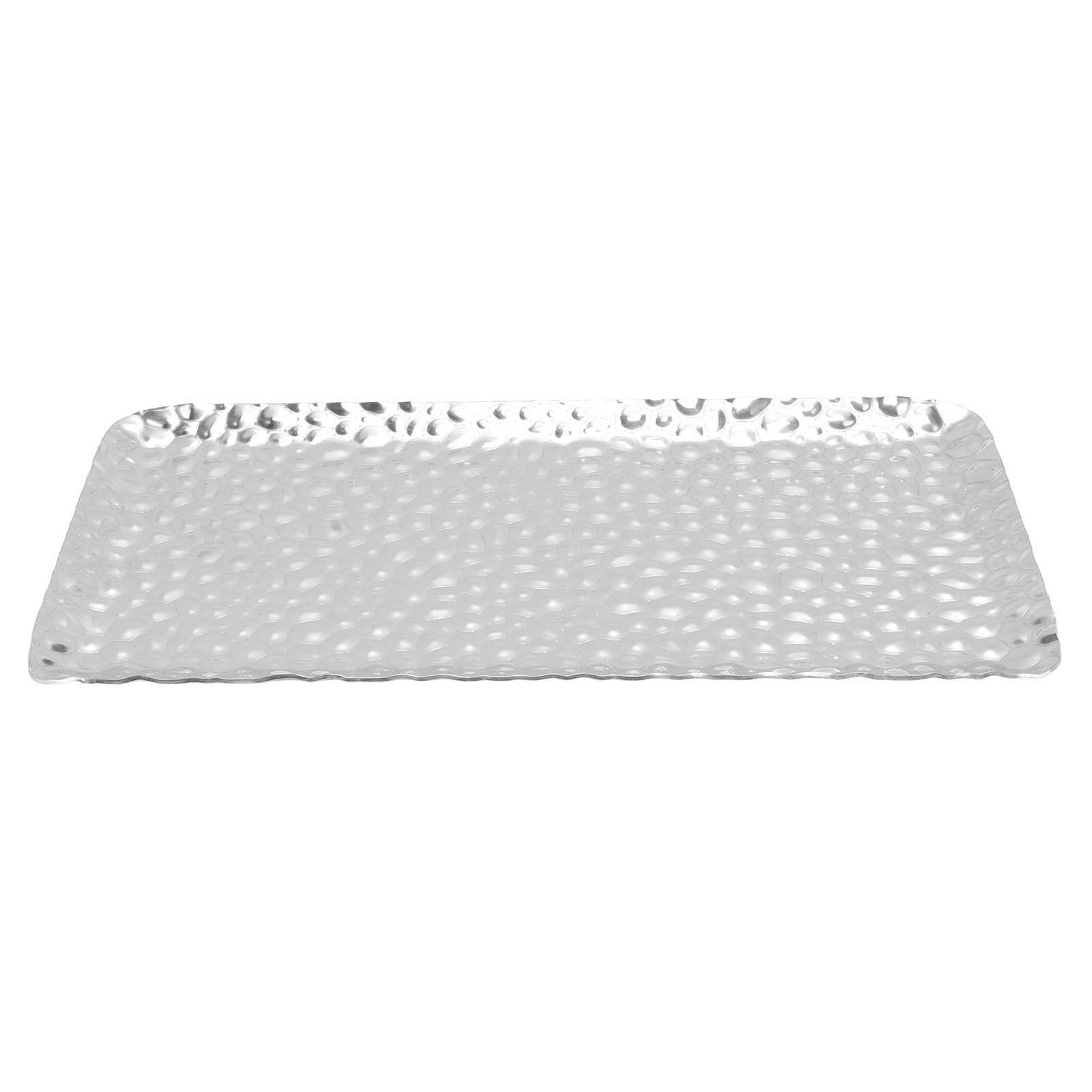 Hammered Tray Exquisite Odorless Stainless Steel Serving Tray for Living Room Bedroom Kitchen Bathroom 19.5x9.5cm Silver - Image 3
