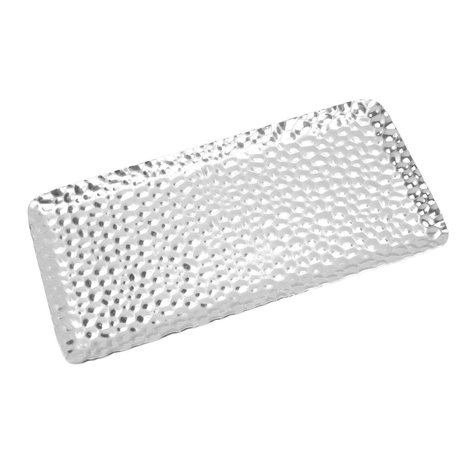 Hammered Tray Exquisite Odorless Stainless Steel Serving Tray for Living Room Bedroom Kitchen Bathroom 19.5x9.5cm Silver - Image 4