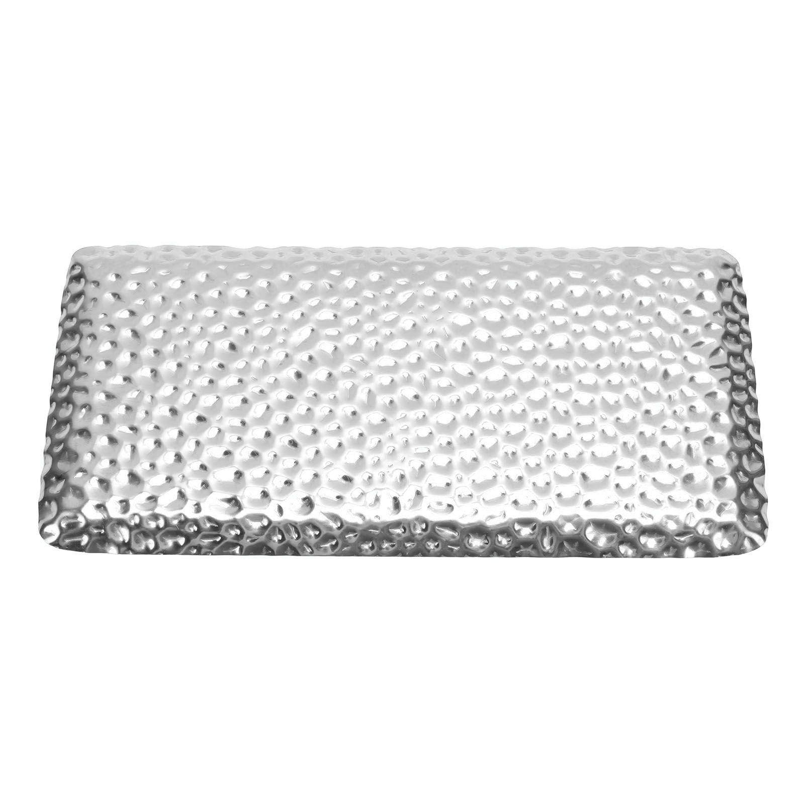 Hammered Tray Exquisite Odorless Stainless Steel Serving Tray for Living Room Bedroom Kitchen Bathroom 19.5x9.5cm Silver - Image 5