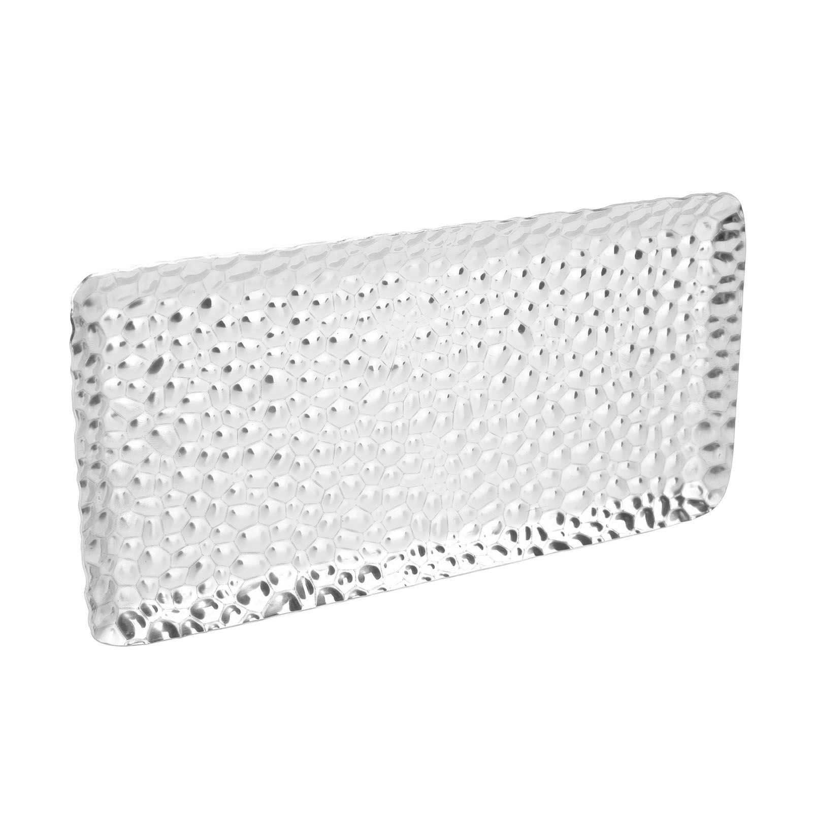 Hammered Tray Exquisite Odorless Stainless Steel Serving Tray for Living Room Bedroom Kitchen Bathroom 19.5x9.5cm Silver - Image 7