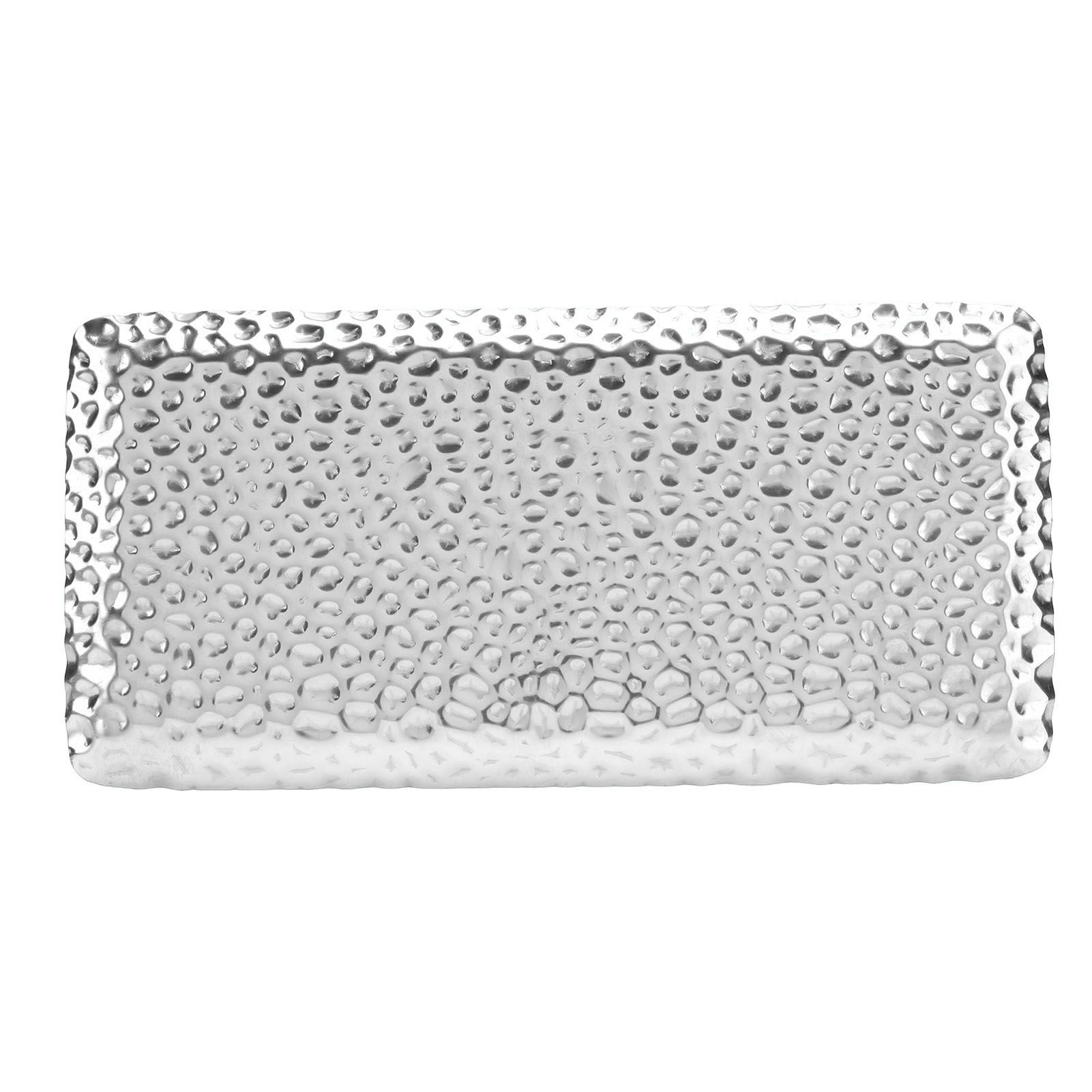 Hammered Tray Exquisite Odorless Stainless Steel Serving Tray for Living Room Bedroom Kitchen Bathroom 19.5x9.5cm Silver - Image 8