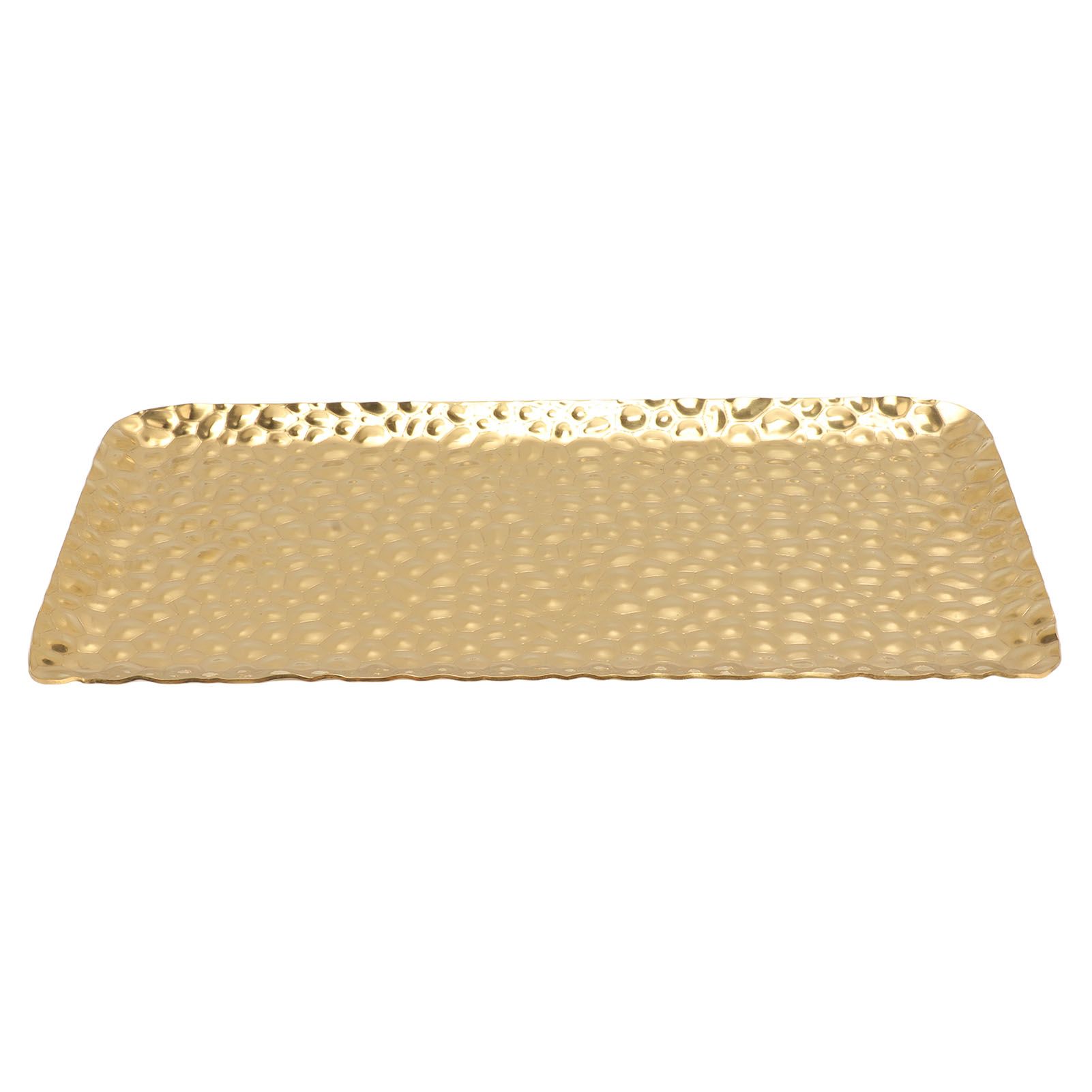 Hammered Tray Exquisite Odorless Stainless Steel Serving Tray for Living Room Bedroom Kitchen Bathroom 19.5x9.5cm Gold - Image 2