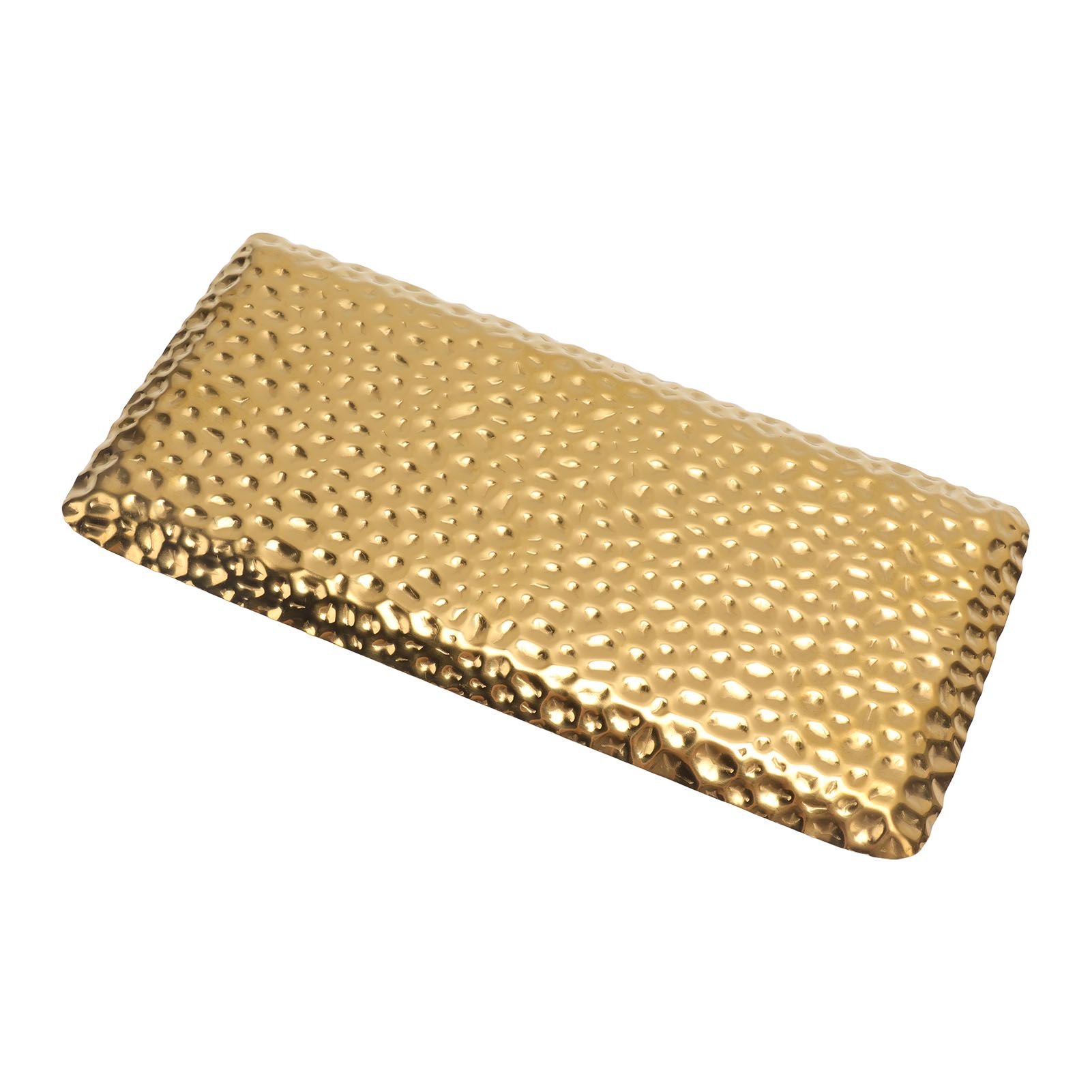 Hammered Tray Exquisite Odorless Stainless Steel Serving Tray for Living Room Bedroom Kitchen Bathroom 19.5x9.5cm Gold - Image 6