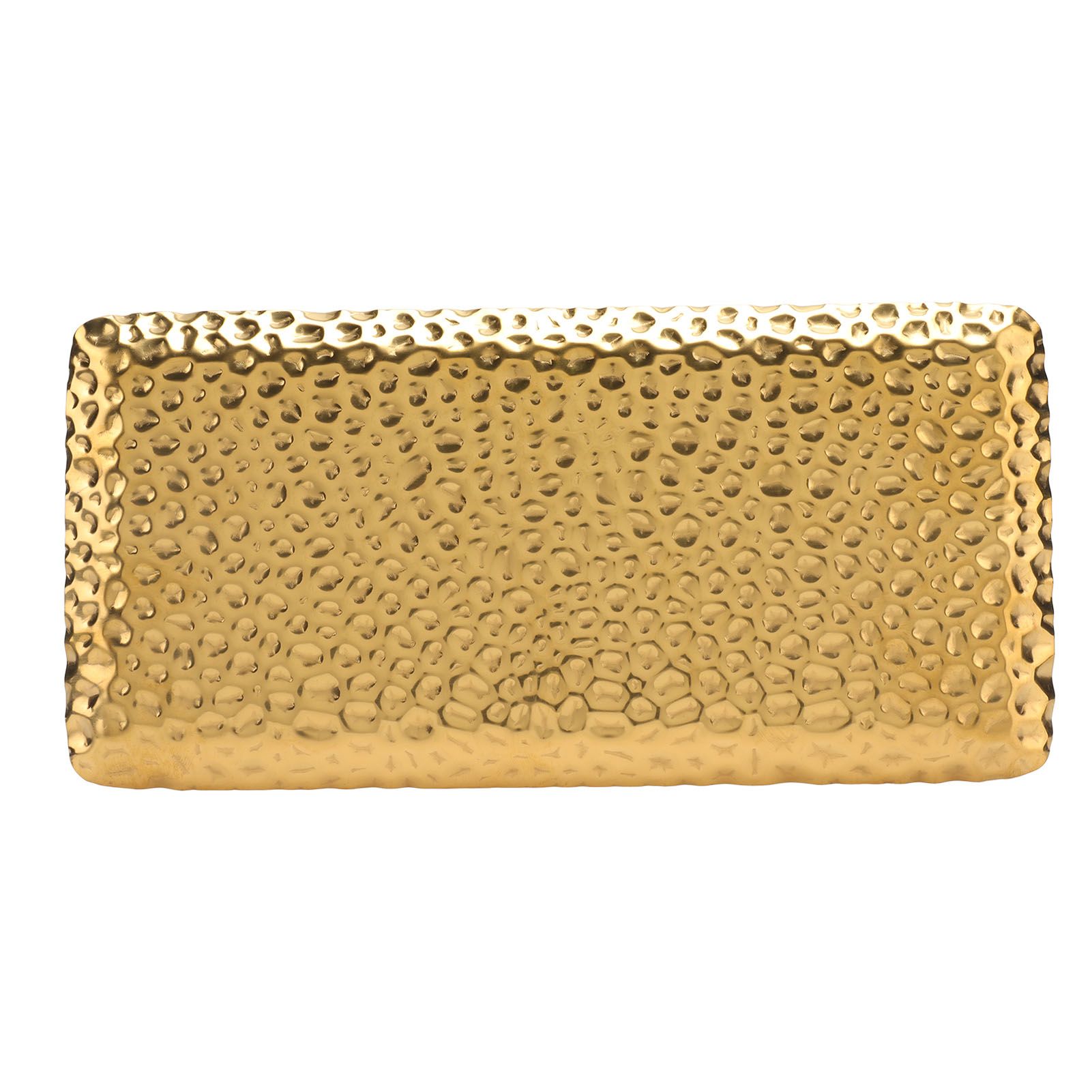 Hammered Tray Exquisite Odorless Stainless Steel Serving Tray for Living Room Bedroom Kitchen Bathroom 19.5x9.5cm Gold - Image 8