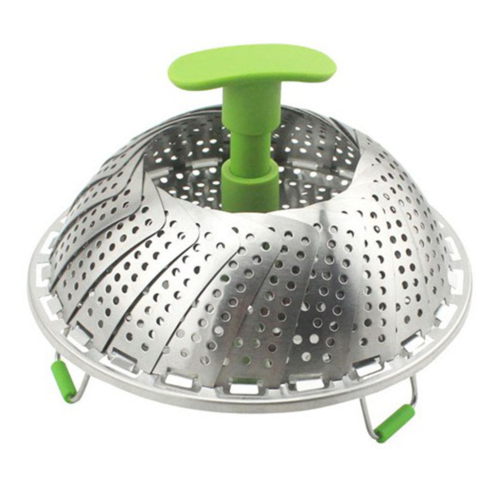 Steam Basket Stainless Steel Folding Vegetable Steam Basket with ABS Handle for Veggie Fish Seafood Cooking Steam Basket - Image 1