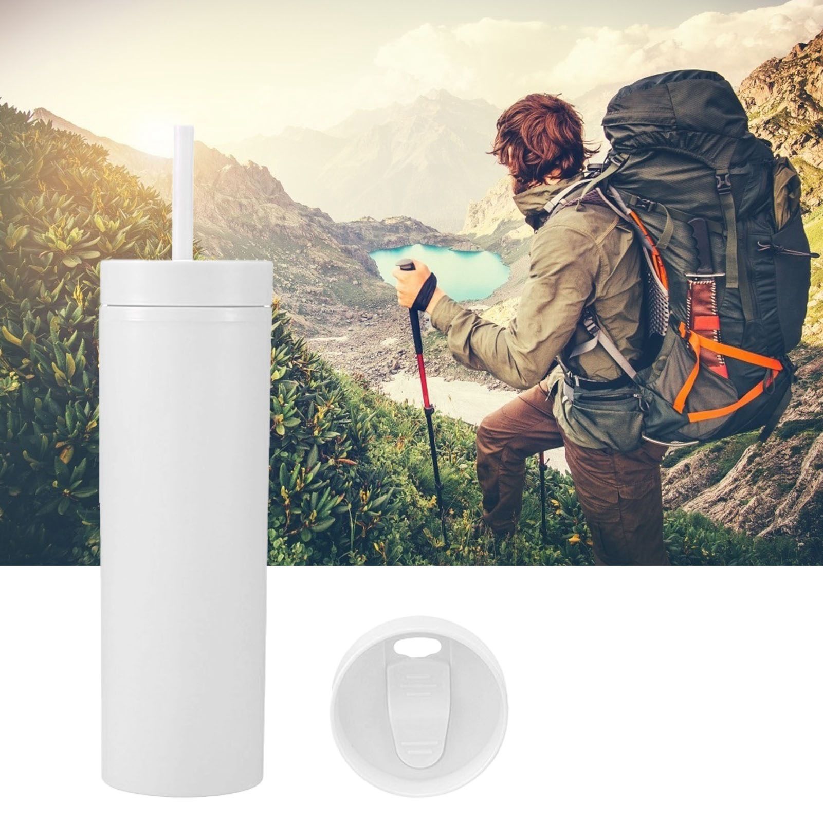 16oz Plastic Tumblers with Lids and Straws Frosting Matte Plastic Drinking Cups for Outdoor Sports White - Image 6