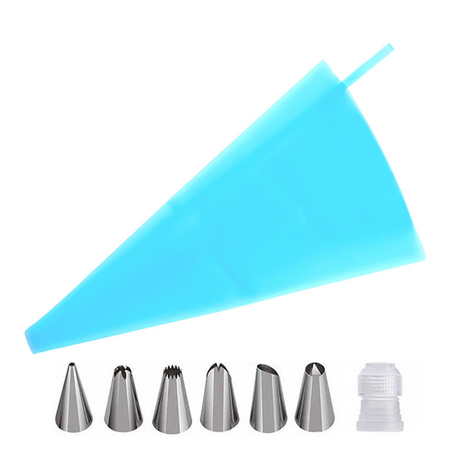 Piping Bags and Tips Set Cake Decorating Supplies for Baking TPU Pastry Bags Stainless Steel Tips Blue - Image 1