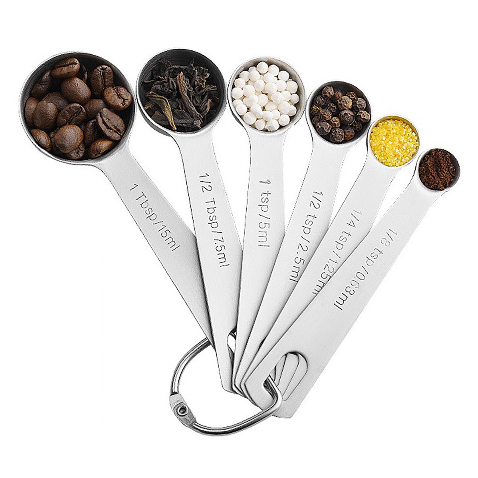 6pcs Measuring Spoon Set Thickened Clear Engraving Scale Stainless Steel Measuring Tablespoons for Seasoning - Image 3